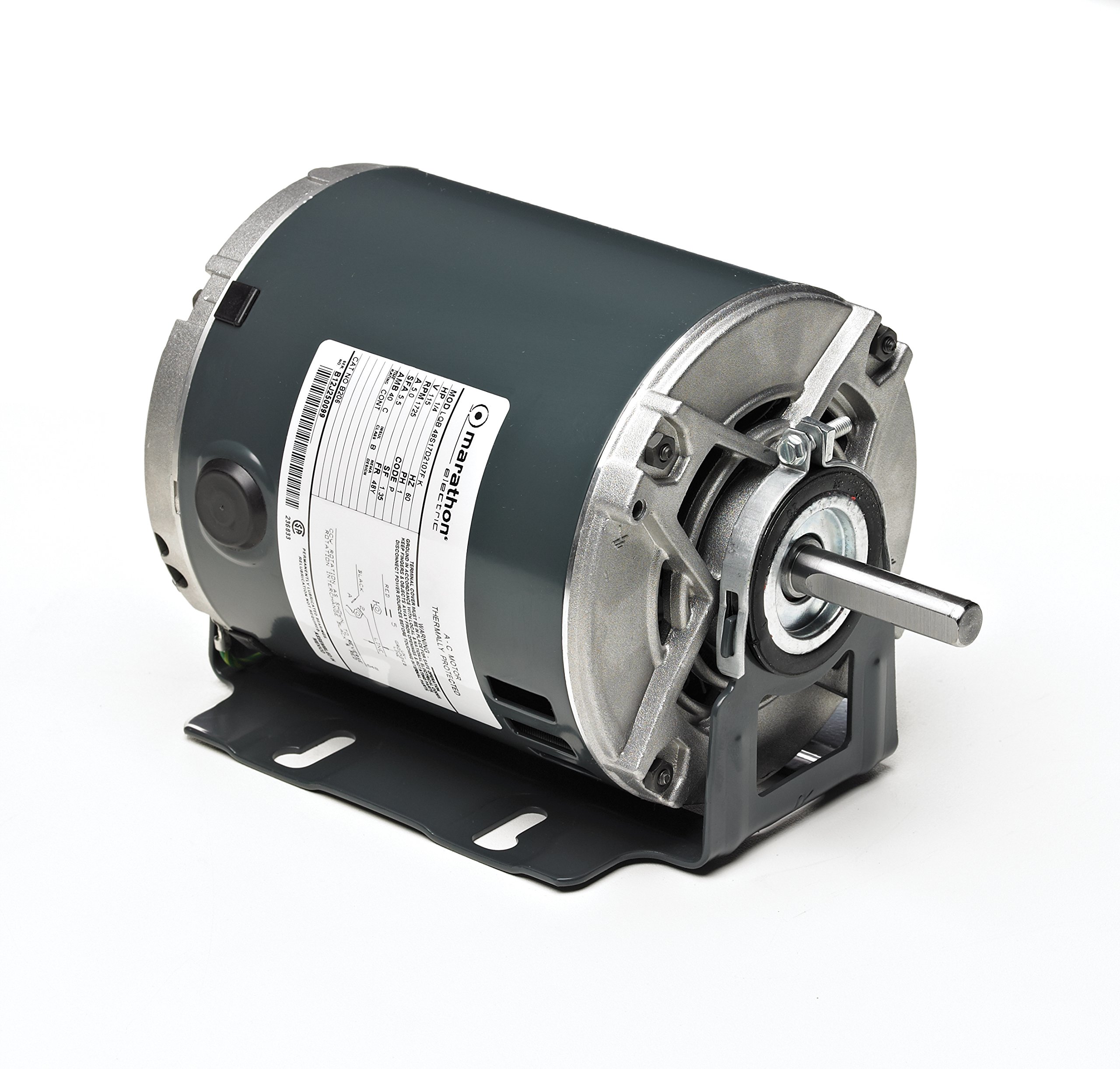 Marathon 48S17D2057 Belt Drive Motor, 1 Split Phase, Open Drip Proof, Resilient Ring Mount, Ball Bearing, 1/3 hp, 1725 RPM, 1 Speed, 115 VAC, 48YZ