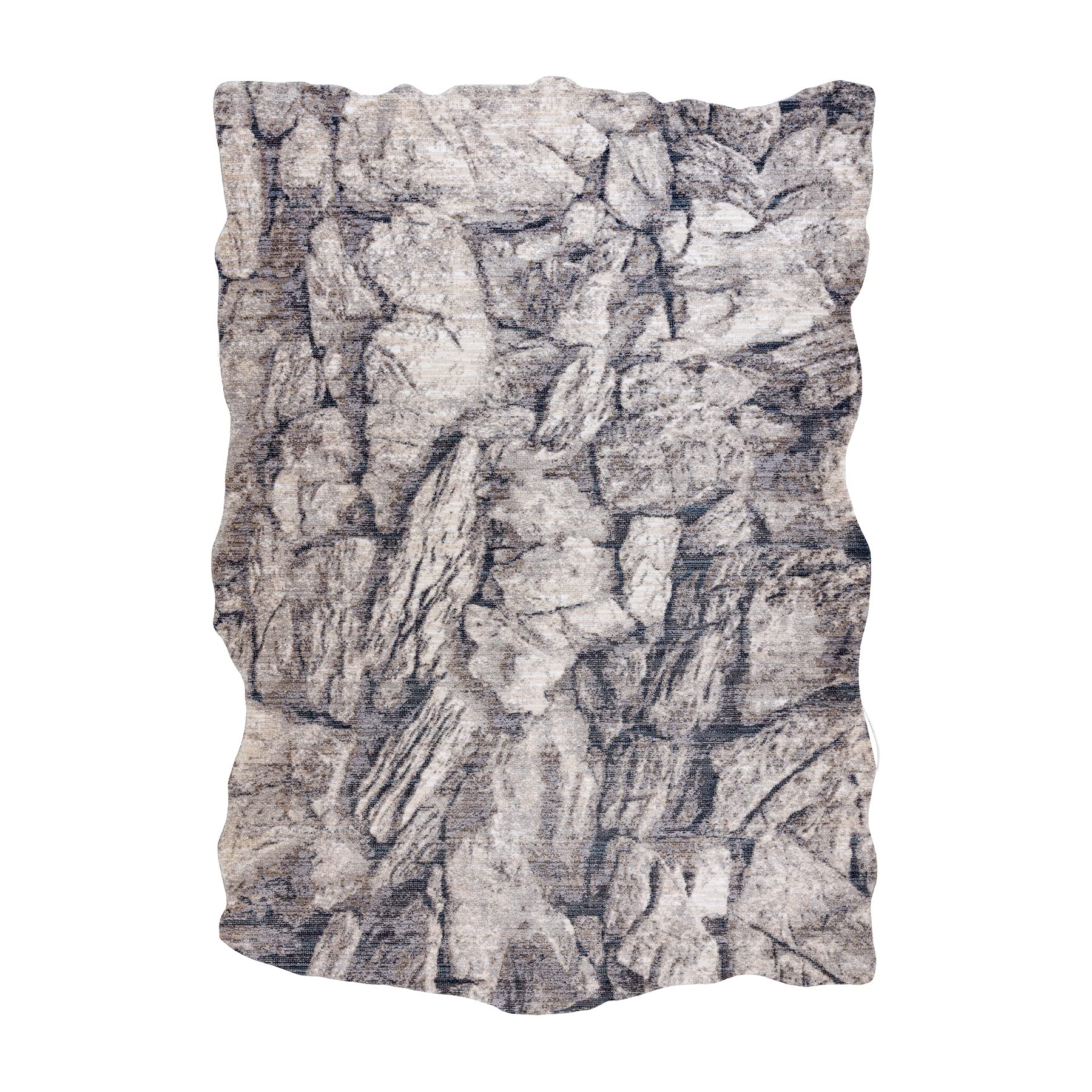 Tapis moderne irrégulier pour salon chaleureux et chambre cosy crème gris
