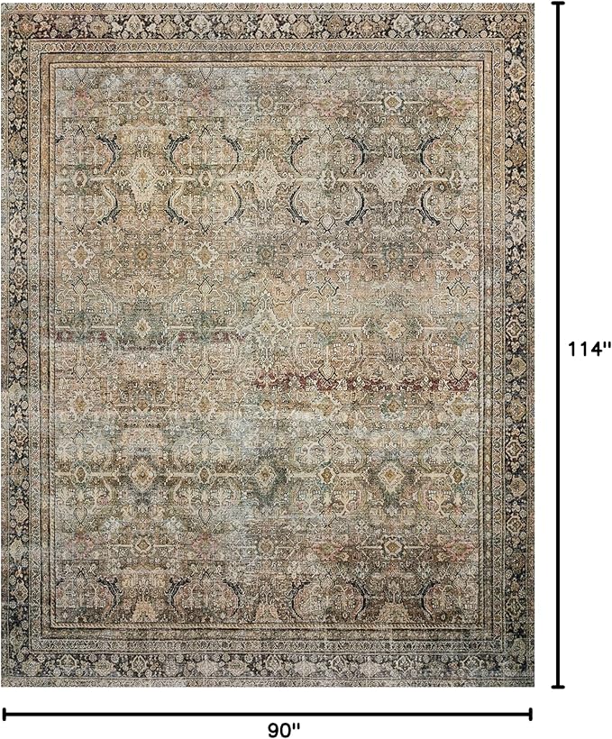 Alfombra Loloi Layla 7'6 x 9'6 Oliva Carbón Suave Duradera Vintage miniatura 2
