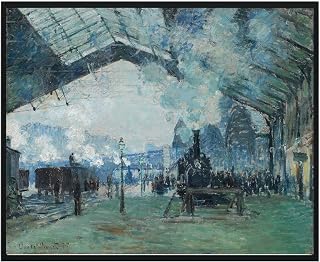 Claude Monet Wall Art Print Poster, Arrival of the Normandy Train, Gare Saint-Lazare Claude Monet Wall Art Exhibition For Wall Decor, Horizontal Gallery Collection Artwork for Bedroom and Livingroom