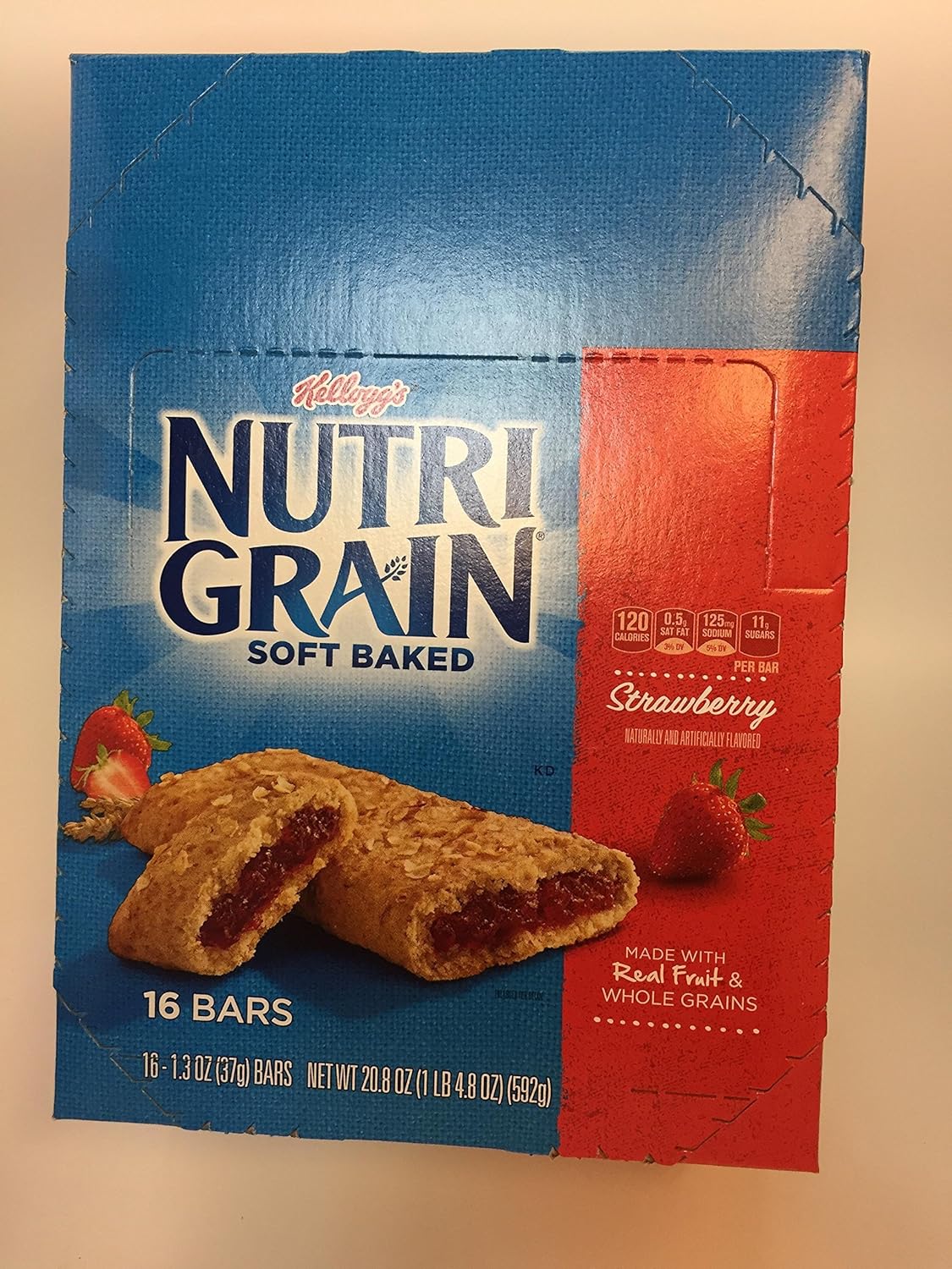 Kellogg's Nutri-Grain Soft Baked Breakfast Bars, Strawberry, Indv Wrapped 1.3 Oz Bar, 16/box