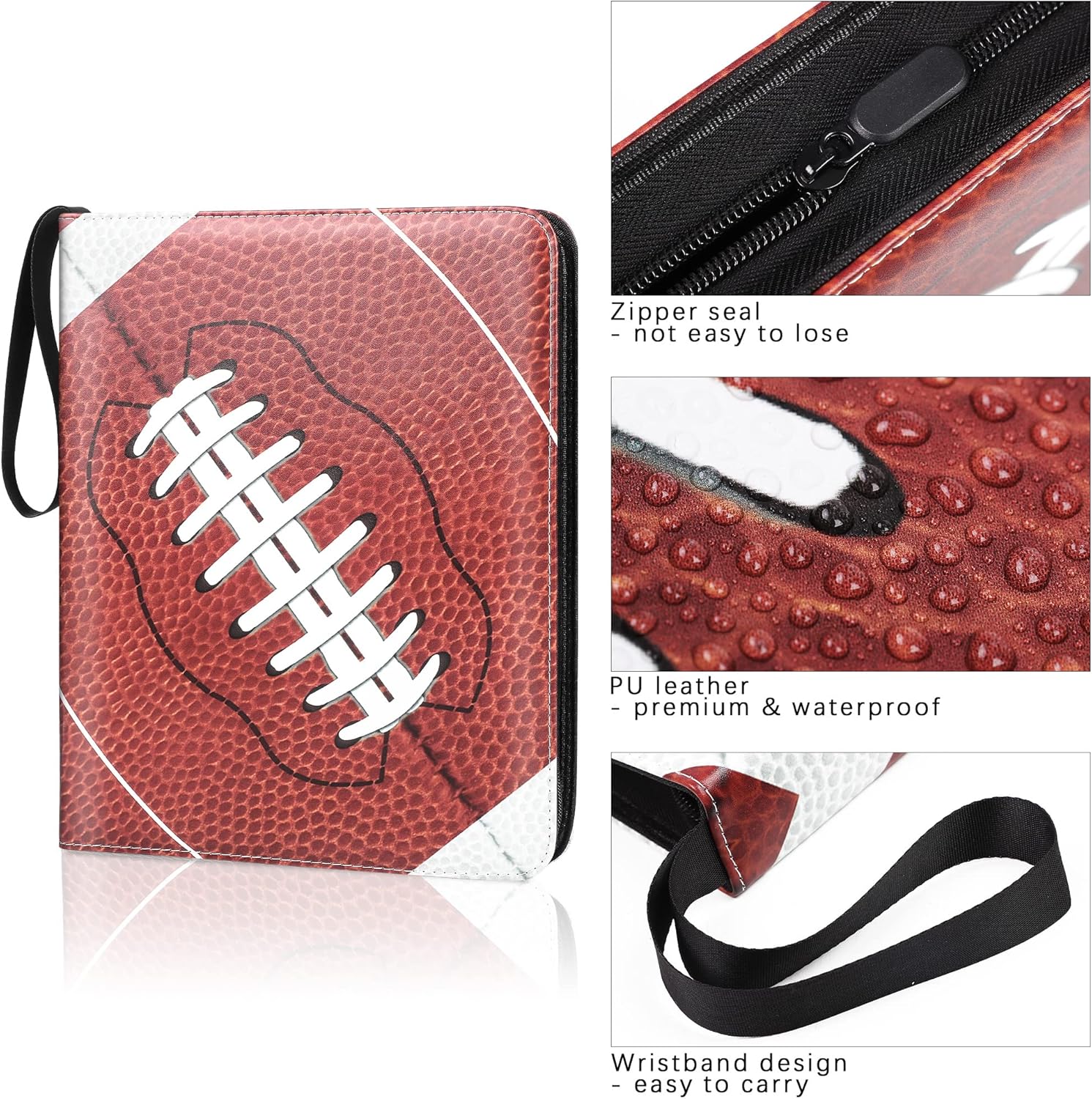 Elcoho 900 Pockets Football Card Binder for Trading Cards Holder with Sleeves Album Cards Holder Protectors with 3 D-Ring Album for Sports, Football Card Collection Storage