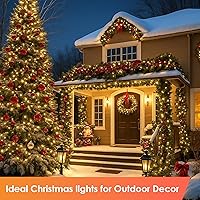 Vista 7 de LumiGlow - Luces de Navidad de 1200 LED, 394 pies, luces de árbol de Navidad impermeables IP67 con 8 modos, luces de cadena para exteriores