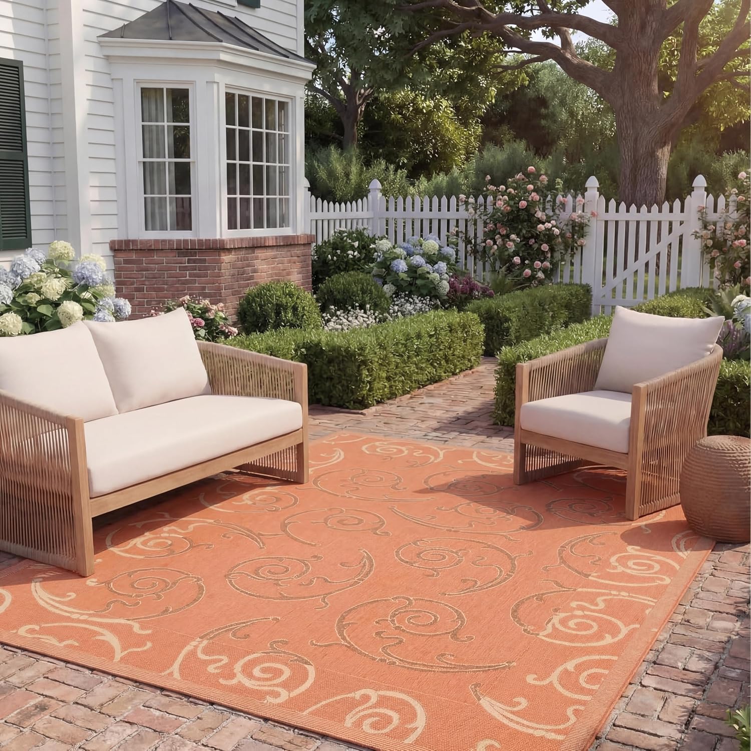 SAFAVIEH Courtyard Collection 8' x 11' Terracotta / Cream CY7108 Indoor/ Outdoor Waterproof Easy-Cleaning Patio Backyard Mudroom Area-Rug