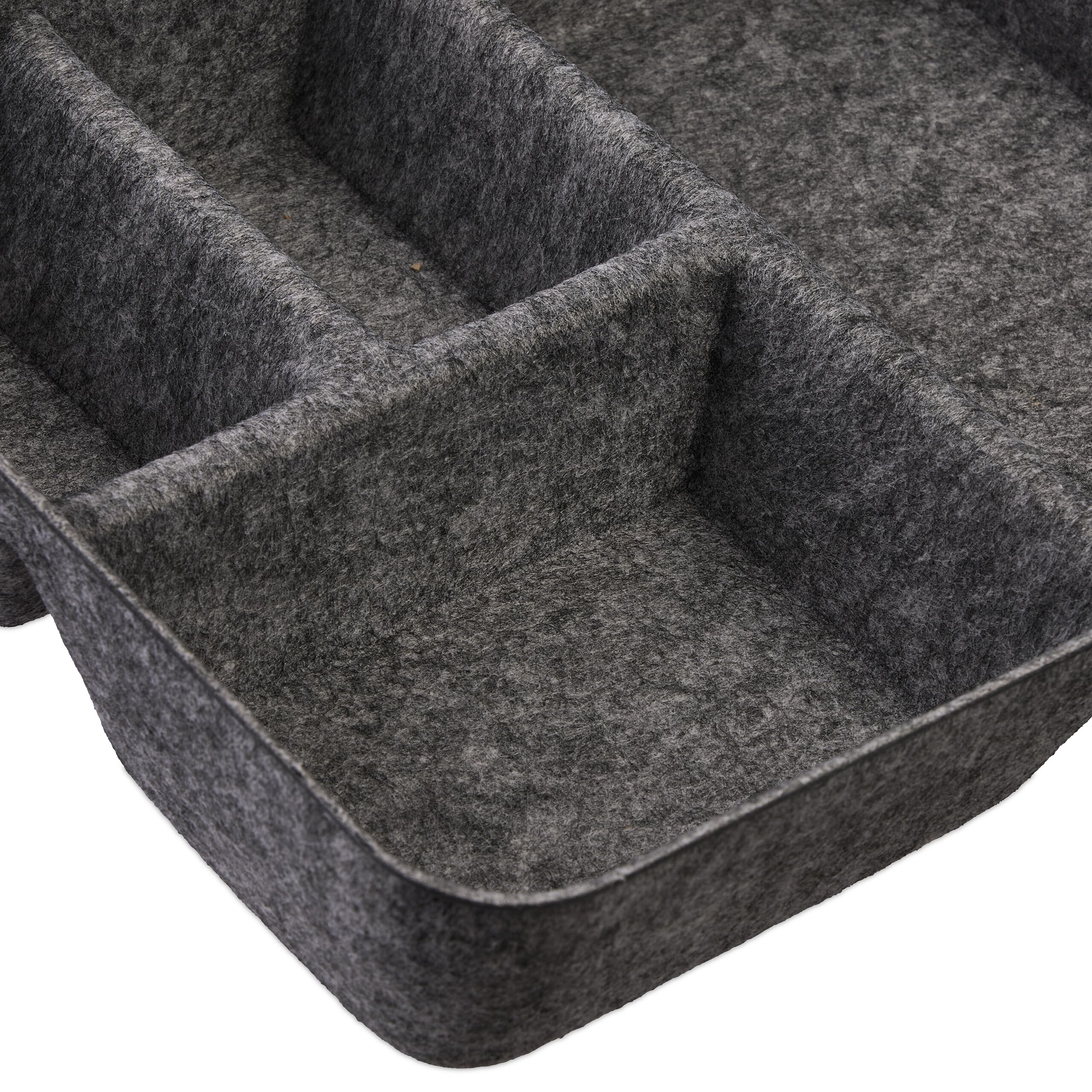 Relaxdays Organizer Per Cassetti In Feltro Grigio Scuro - 4 Scomparti, 6,5x32x25 Cm, Divisorio Per Scrivania E Trucchi