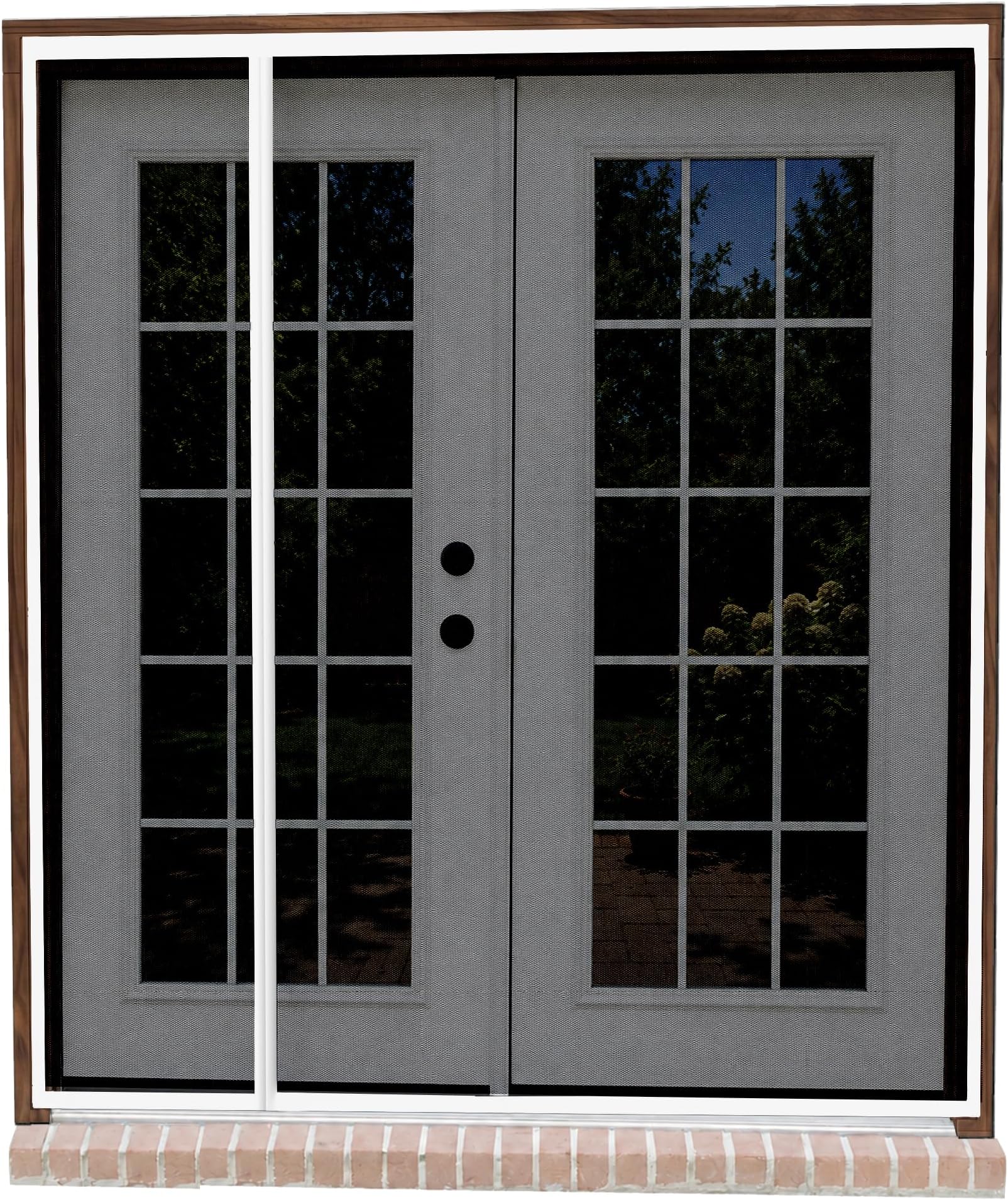 Fenestrelle Magnetic Screen Door for French & Sliding Door – Heavy Duty, Hands Free Fiberglass Mesh with Self Closing Magnetic Seal, White Trim – Fits 70" x 80" Doors (Screen Size 72" x 80")
