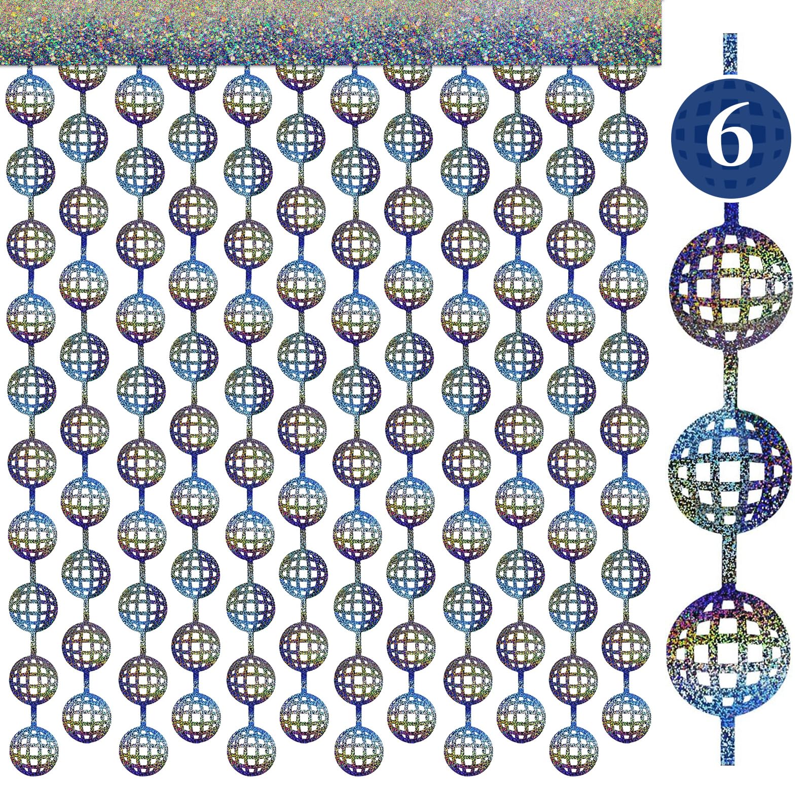 Photo 1 of 6 Packs Disco Ball Foil Curtain Disco Ball Backdrop Glitter with Sequin Curtain Last Disco Party Decor for Bachelorette Party 70s Birthday Photo Booth Wedding Total 19.8ft x6.6ft