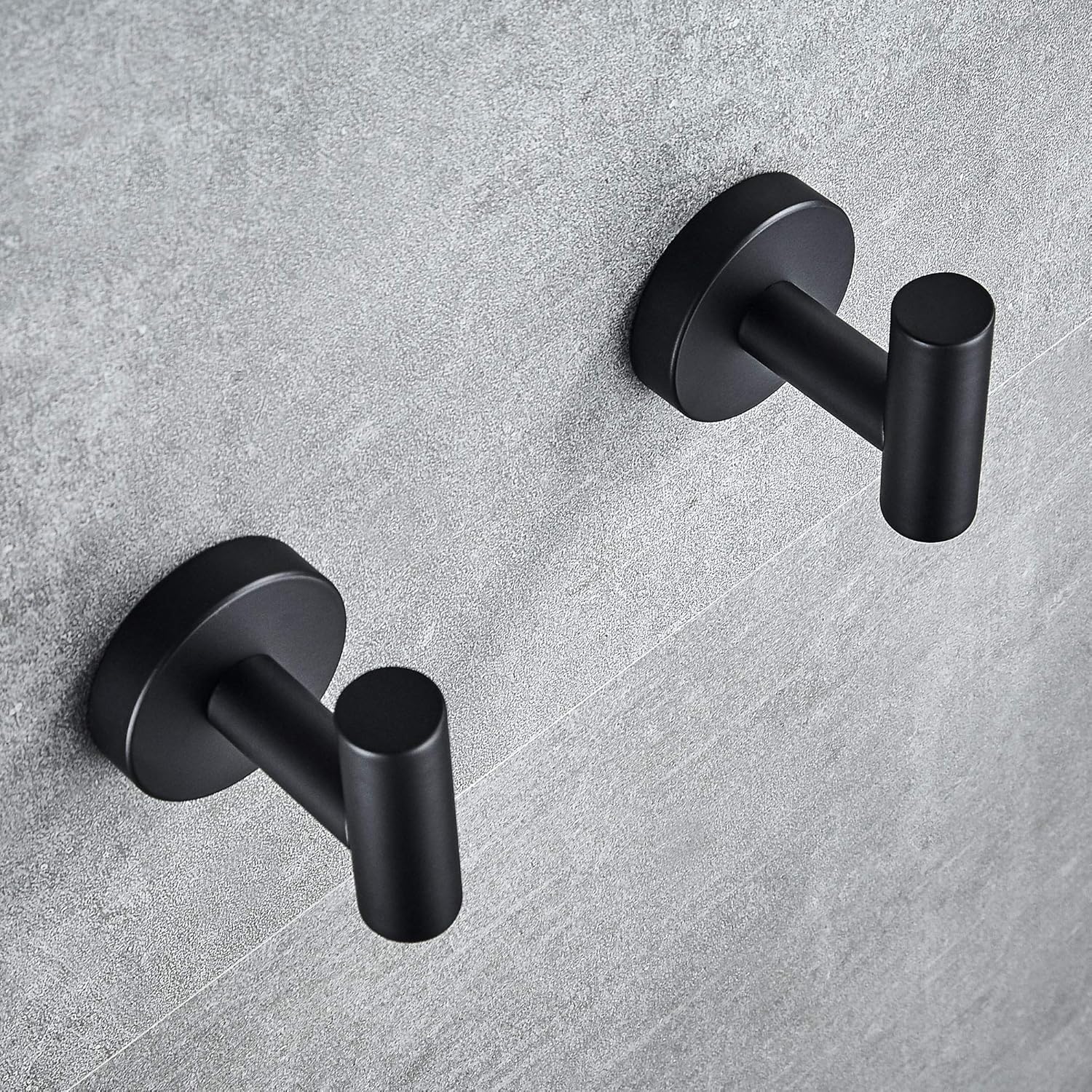 MARMOLUX ACC - Towel Hook Black Bathroom Single Coat Hooks Bath Kitchen Small Hand Towel Holder Hat Door Hanger Rack Home Storage Stainless Steel Bathroom Hardware Set Wall Mount Matte Black (2 Pack)