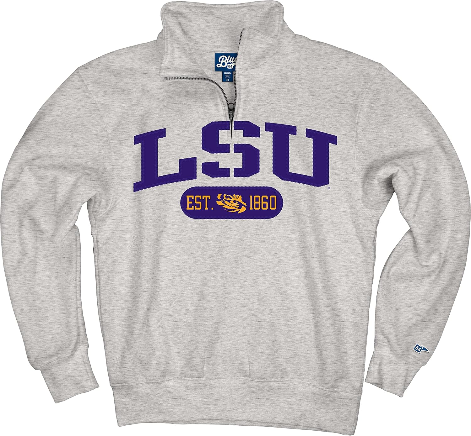 Blue 84 NCAA mens Quarter Zip Sweatshirt Twill Applique