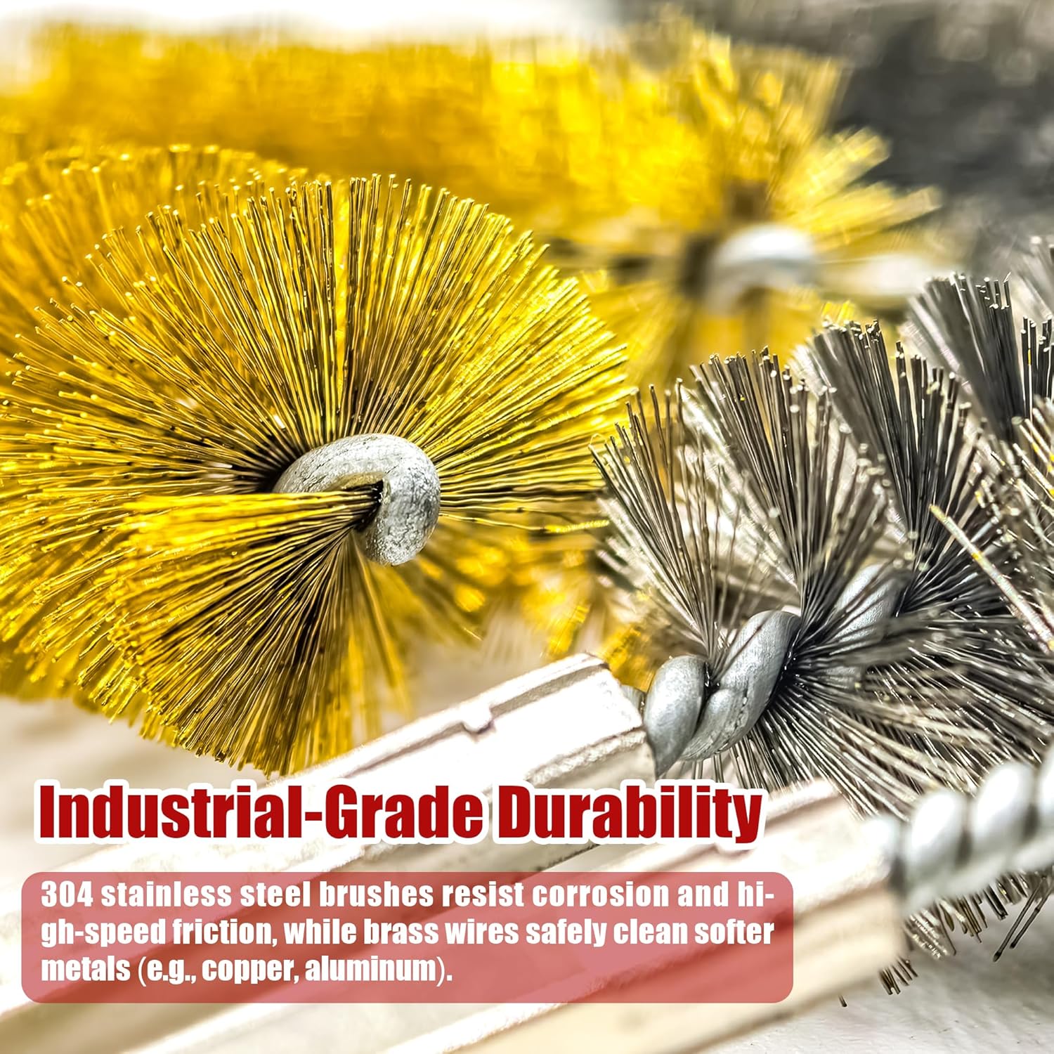16-Piece Bore Brush Set - 304 Stainless Steel & Brass Drill Wire Bore Cleaning Brushes - 1/4" Hex Shank for Power Drills, Impact Drivers, Grinders (8/10/12/15/17/19/22/25mm)