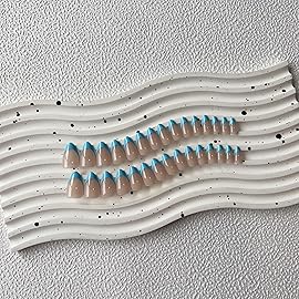 Sky Blue French Tip Press on Nails Short Almond Nails Press ons French Tip Glue on Nails for Women DIY Acrylic French Nails Short Gel Nails, Natural Thick Extra Short French Fake Nails 30Pcs 15 Sizes