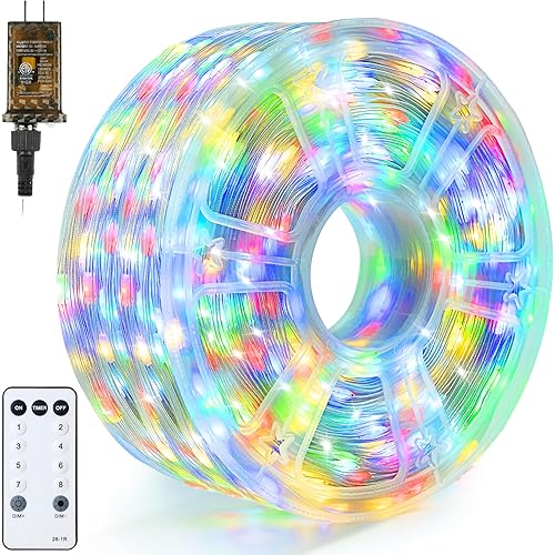 Joiedomi 1200 LED Christmas Lights Outdoor,394 FT Multicolor Christmas Tree Lights with 8 Modes Timer, PVC Clear Wire String Lights with Reel for Indoor Outdoor Holiday Xmas Eve Night Decoration