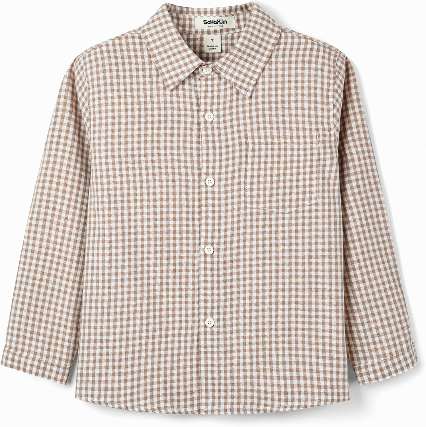 Boys' Long Sleeve Plaid Pure Cotton Button Down Shirt 3-10 Years - Image 3