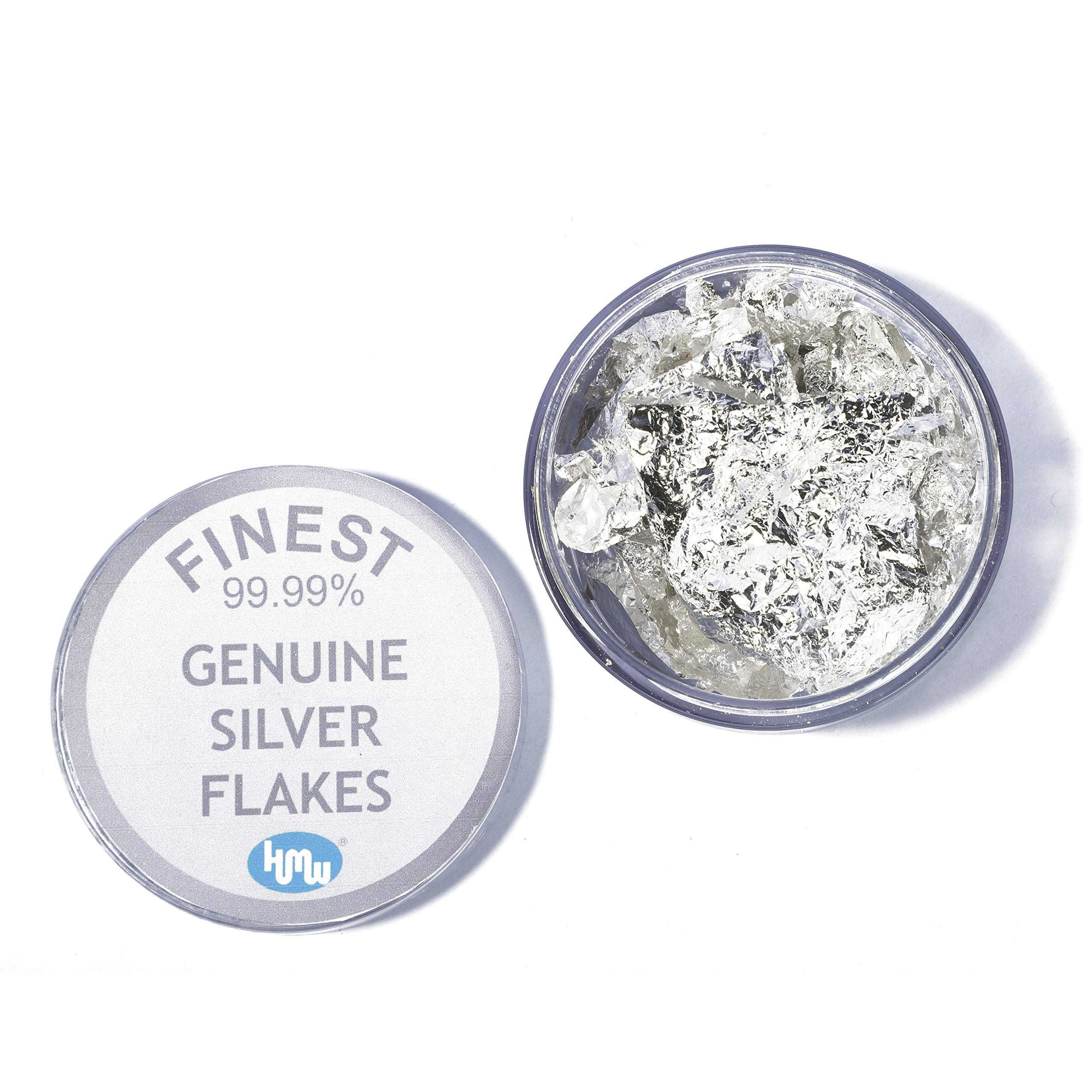 HMW Finest Genuine Edible Silver Flakes, pure silver best for Cooking and Sweets decoration, Spa, Crafting, Health and Cakes - 5 gm