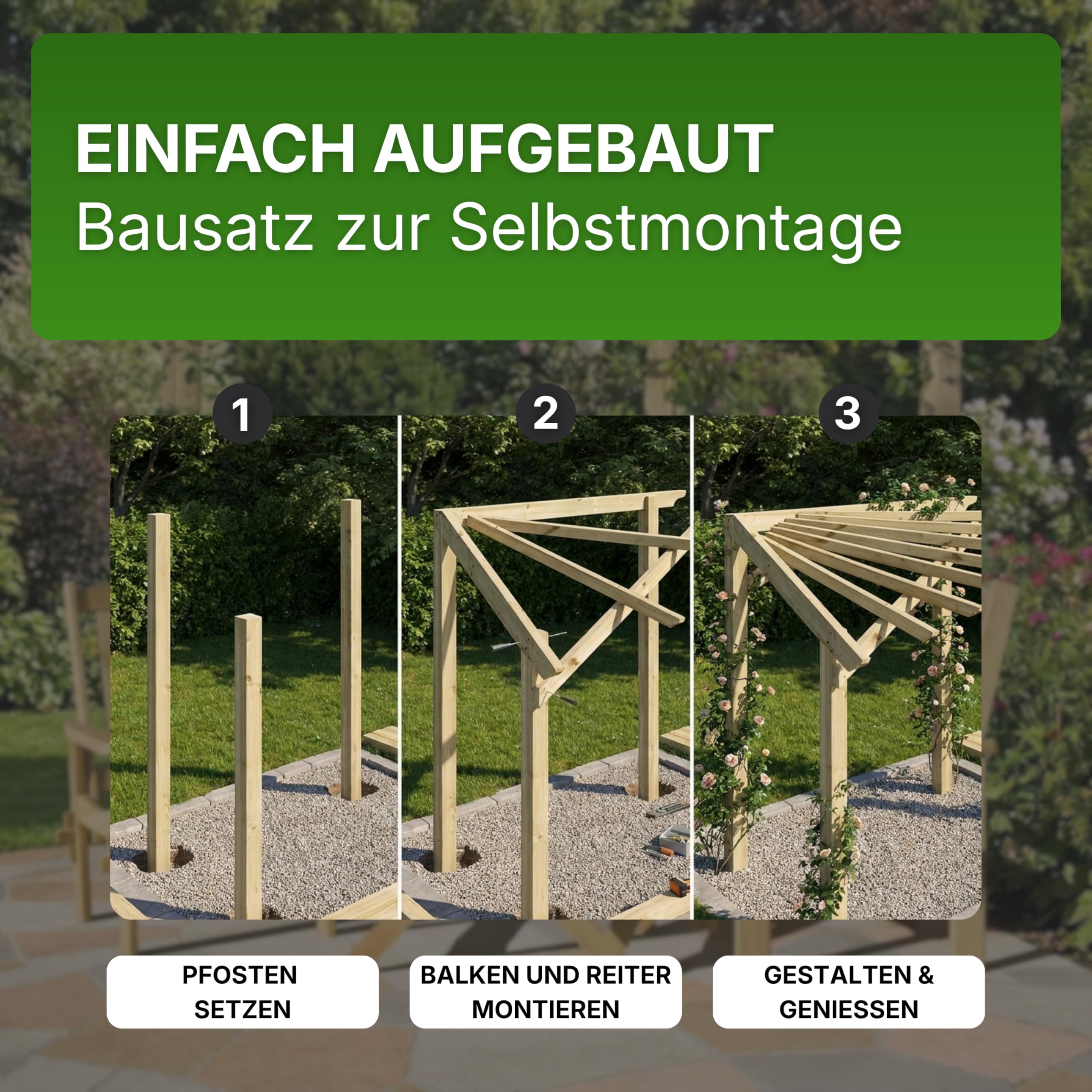 Gartenpirat Eckpergola 240x240x220 cm aus Kiefer kesseldruckimprägniert
