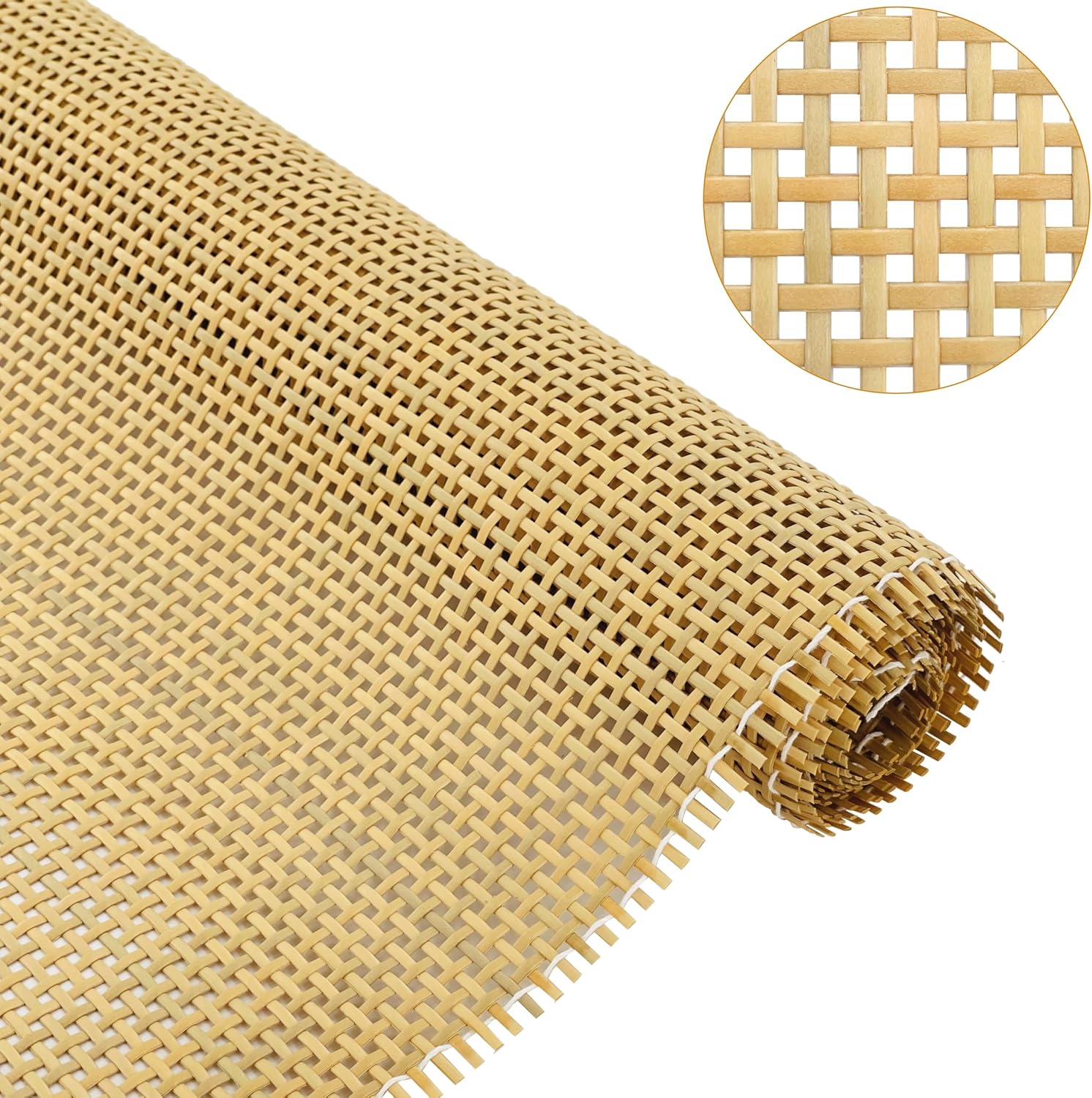 Plastic Rattan Square Webbing Roll, 24 in x 6.6 Ft, Faux Cane Webbing for DIY Home Decor Projects, Pre-Woven Open Mesh for Furniture, Bed, Cabinet, Wardrobe, Room Divider, Light Shade