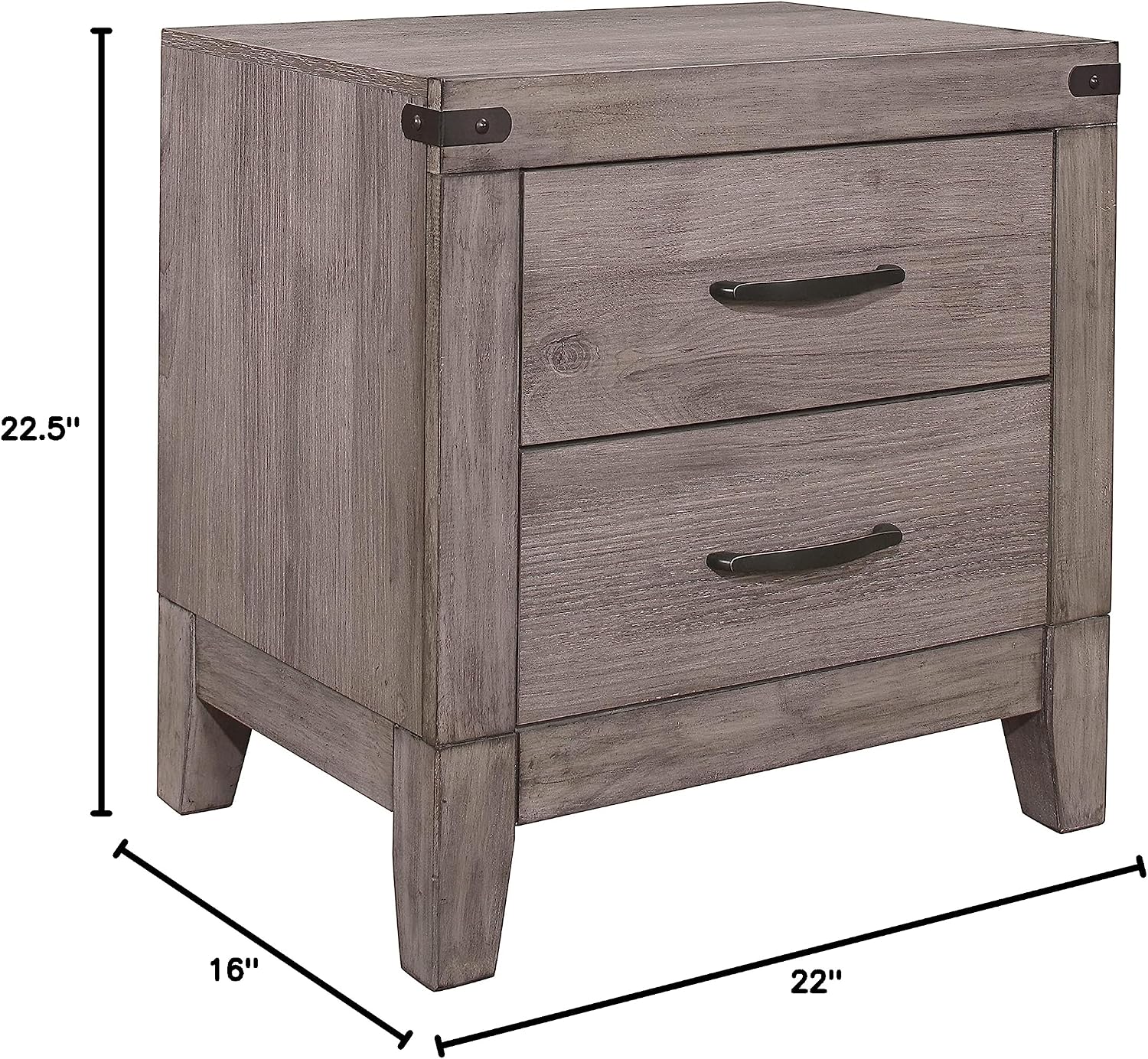 Lexicon Zade 2-Drawer Nightstand, Brownish Gray
