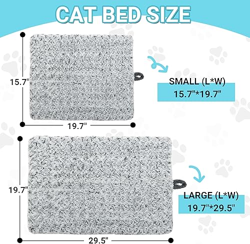 Miniatura 2 de JVVGPET Cama autocalentable para gatos de interior y perros pequeños, acogedora alfombra gruesa para gatos, almohadilla autocalentable para clima