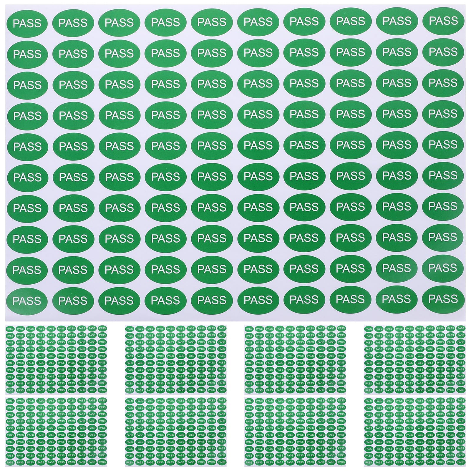Hemobllo 2000pcs Oval Green Qc Passed Stickers 30x20mm Adhesive Quality Test Labels for Shipping, Warehouse, and Inspection