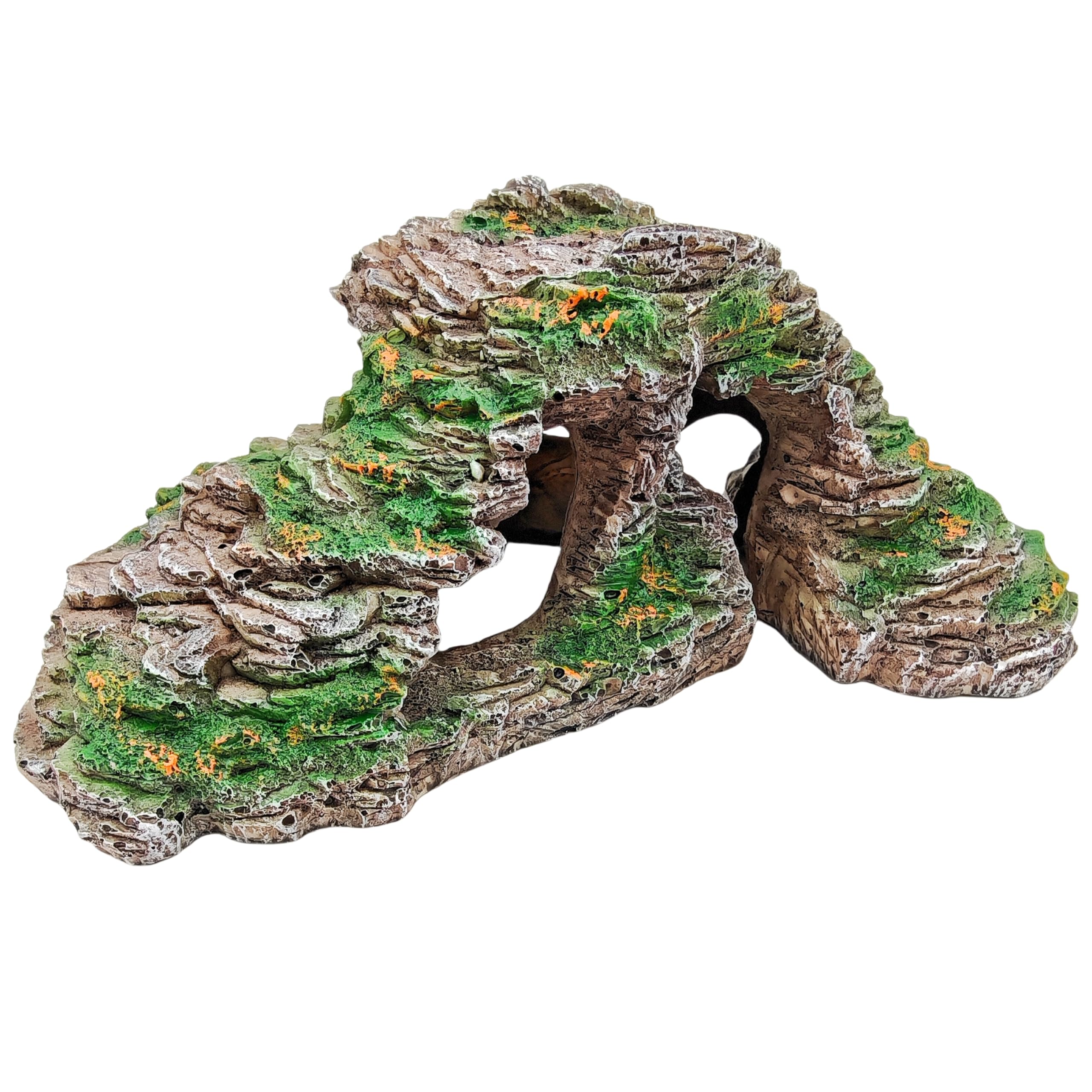 Reptile Hideouts,Aquarium Tank Accessories Decorations,Large Resin Reptile Simulation Rock Cave Hideouts for Lizards, Turtles, Snakes and Other Amphibian. (Circular island platform, Large)