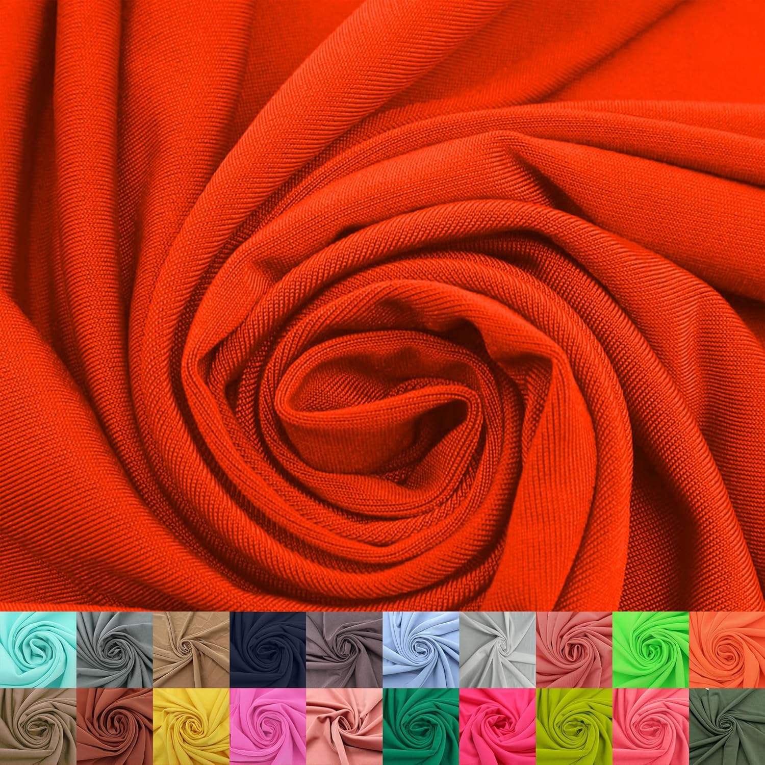 60" Wide Venezia Poly Spandex Fabric - (200 GSM), Medium Weight, 2-Way Stretch, Soft & Breathable for Apparel, Headbands, Activewear, Crafts, Leggings & DIY