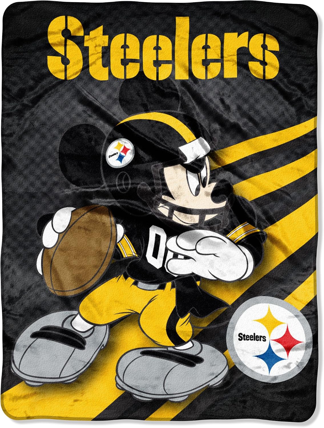 Officially Licensed NFL Co-Branded Mickey Mouse Micro Raschel Throw Blanket, 46" x 60", Multi Color