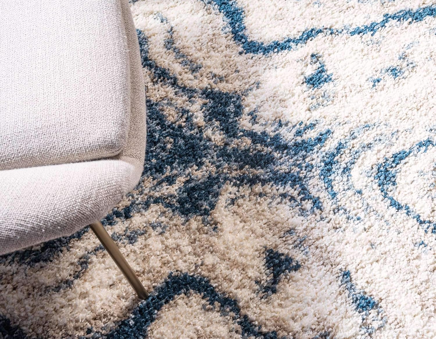 Unique Loom Hygge Shag Collection Area Rug - Valley (4' 1" x 6' 1" Rectangle, Blue/ Gray)