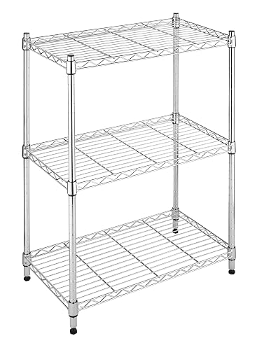 Whitmor 3-Tier Shelving Unit, Metal Storage Shelves, Easy Assembly Home
