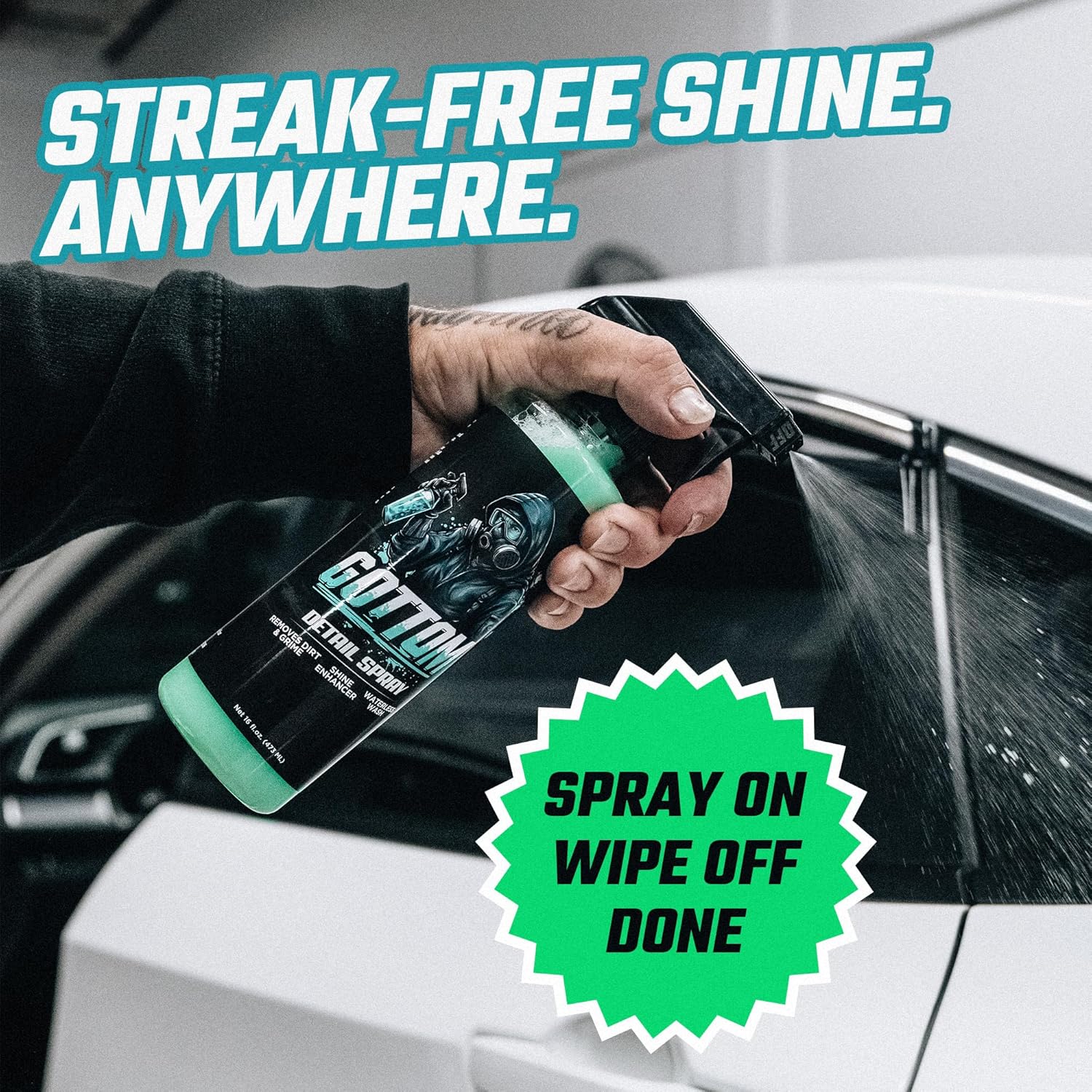 Gottom Detail Spray - Quick & Easy Waterless Detailer - 128 oz - Streak-Free Shine, Removes Prints & Smudges, Clay Bar Lubricant, Wax Support, Safe for Paint, Glass, Trim - Scented with Turbo Tiki