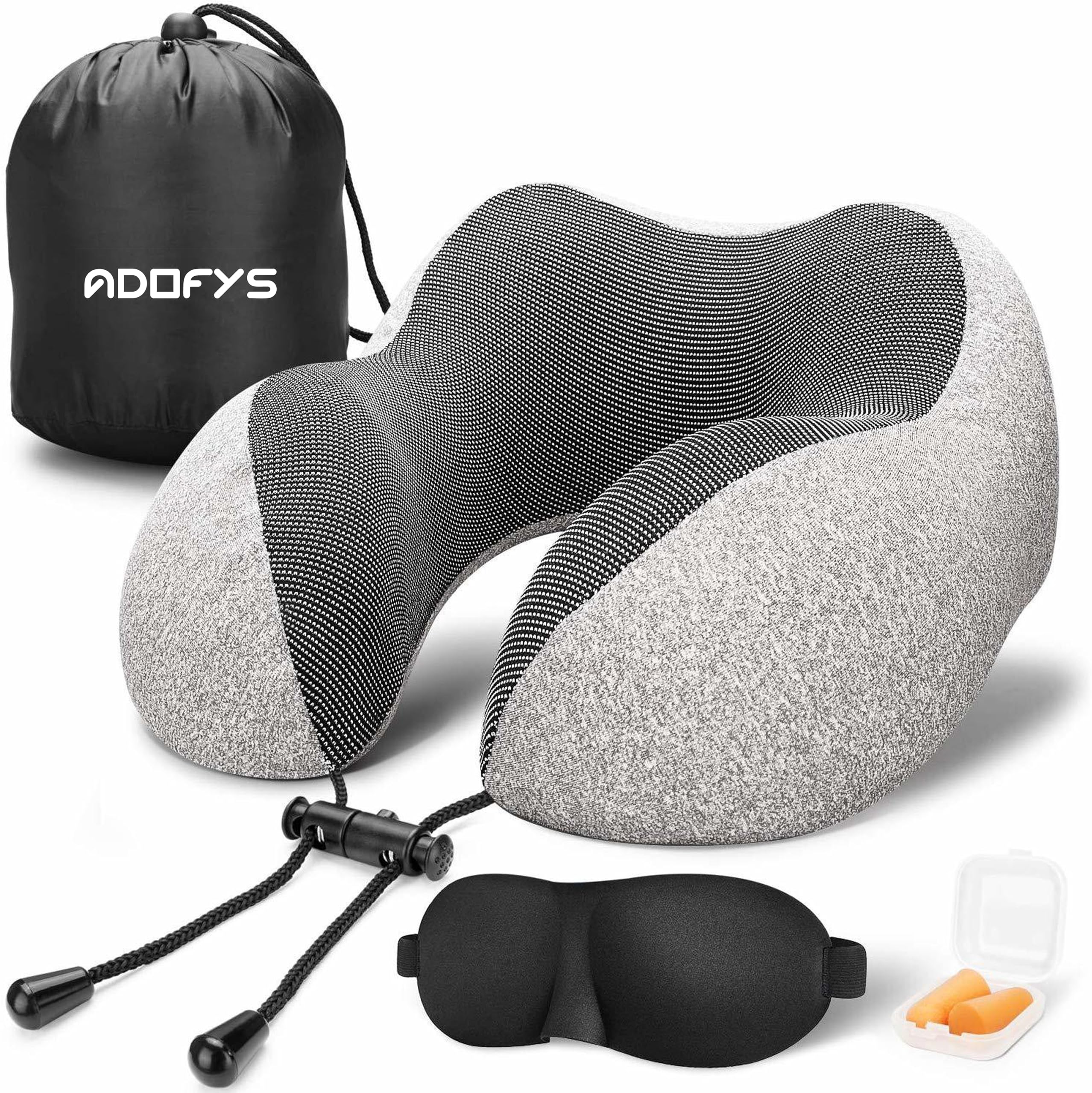 ADOFYS Travel Pillow Premium Memory Foam,Comfortable & Supportive Neck Pillow,Pain Relief Sleeping Neck Pillows for Travel,Airplane Pillow for Sleeping Airplane,Car,Office and Home,Medium,Black