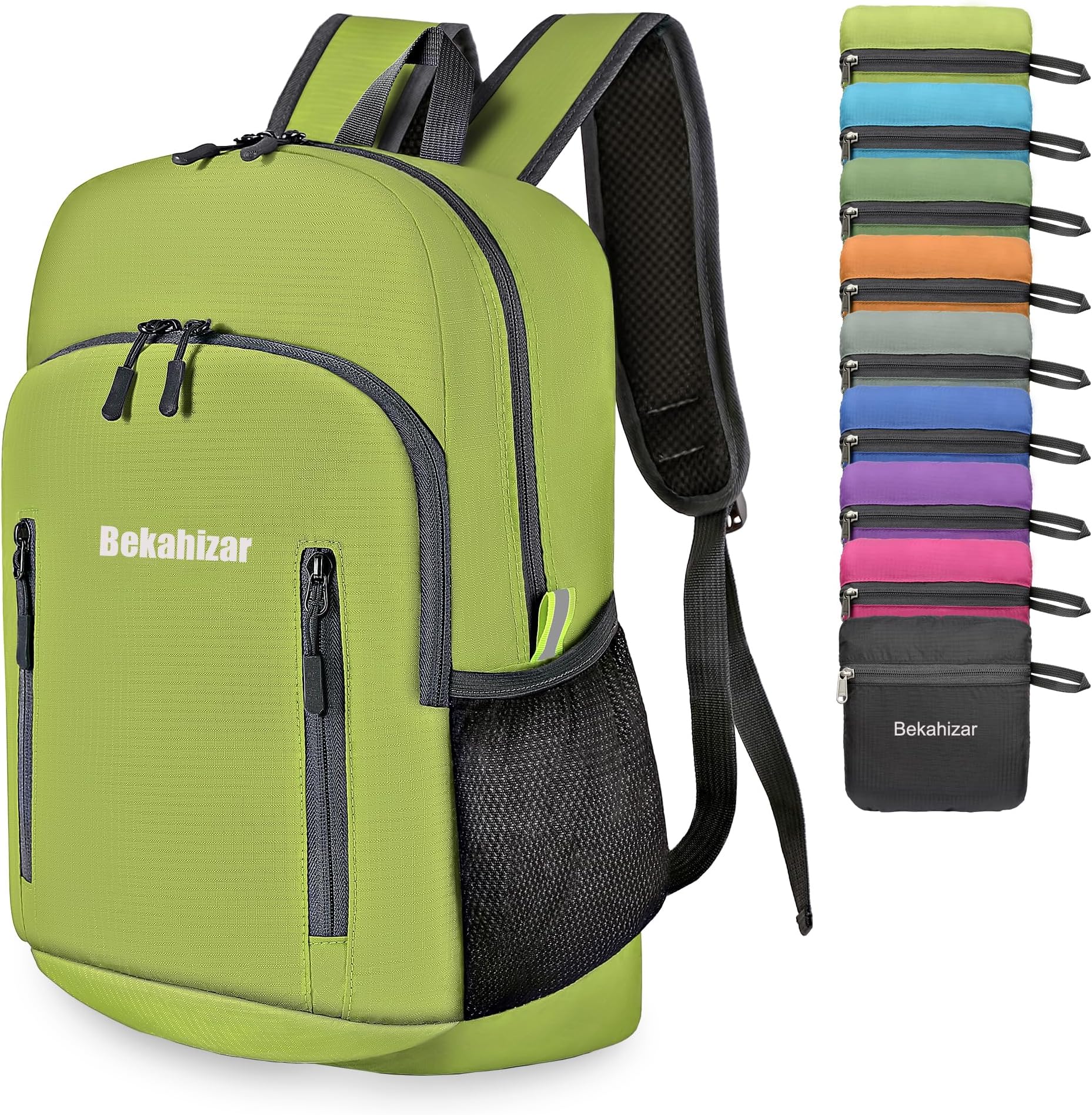 20L Ultra Lightweight Backpack Foldable Hiking Daypack Rucksack Water Resistant Travel Day Bag for Men Women Kids Outdoor Camping Mountaineering Walking Cycling Climbing (Bright Green)