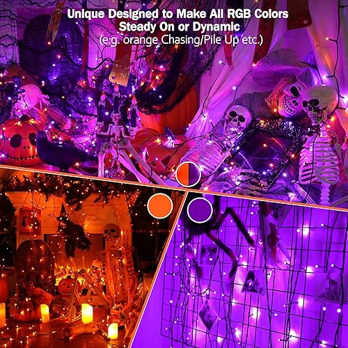 Miniatura 9 de BrizLabs Luces de Navidad RGB + blancas cálidas, 98.5 pies, 300 luces LED que cambian de color con control remoto, luz de Navidad roja y blanca, luz