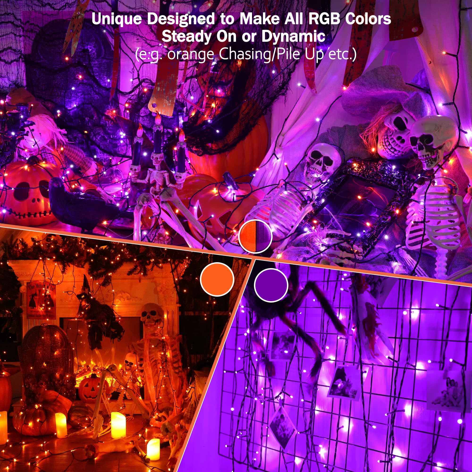 Brizled Guirlande lumineuse de Noël à changement de couleur, 10 m, 100 LED RVB avec télécommande, lumières patriotiques à intensité variable, rouge, blanc, bleu, éclairage décoratif d'intérieur USB