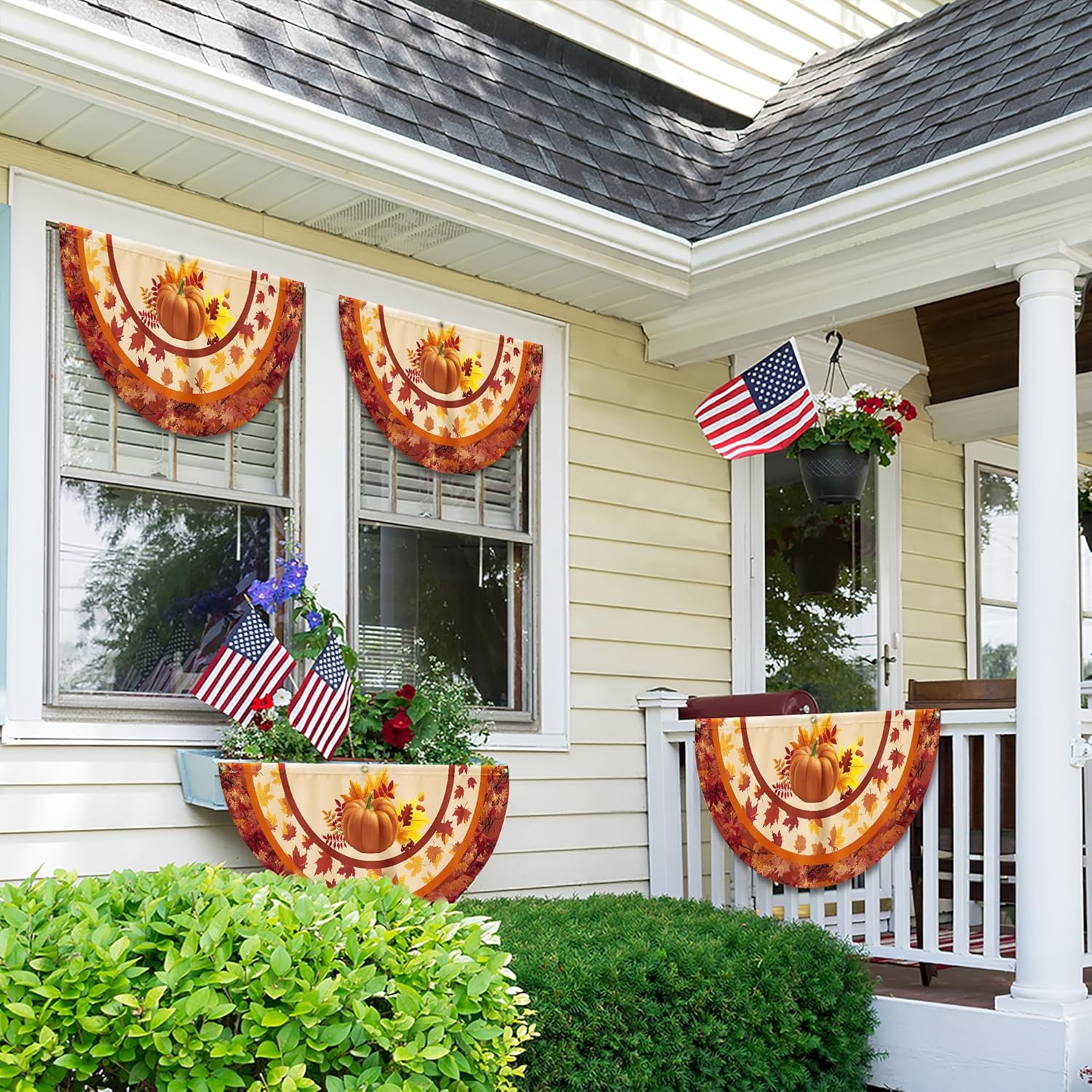 FLAGWIX Pumpkin Fall Flag - Non-Pleated Bunting Flags Outdoor 3x6 ft (Pack 2) - Fall Decorations for Home, Thanksgiving Decorations for Garden Home Decor, Thanksgiving Gifts for Women Men Family