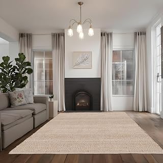 REDEARTH · Jute Cotton Area Rug - 6'x9' Rectangular Rug, Sustainable Handwoven, Non-Shedding, Soft & Durable – Reversible, Neutral Tones for Home Décor in Living Room, Dining Room, Bedroom