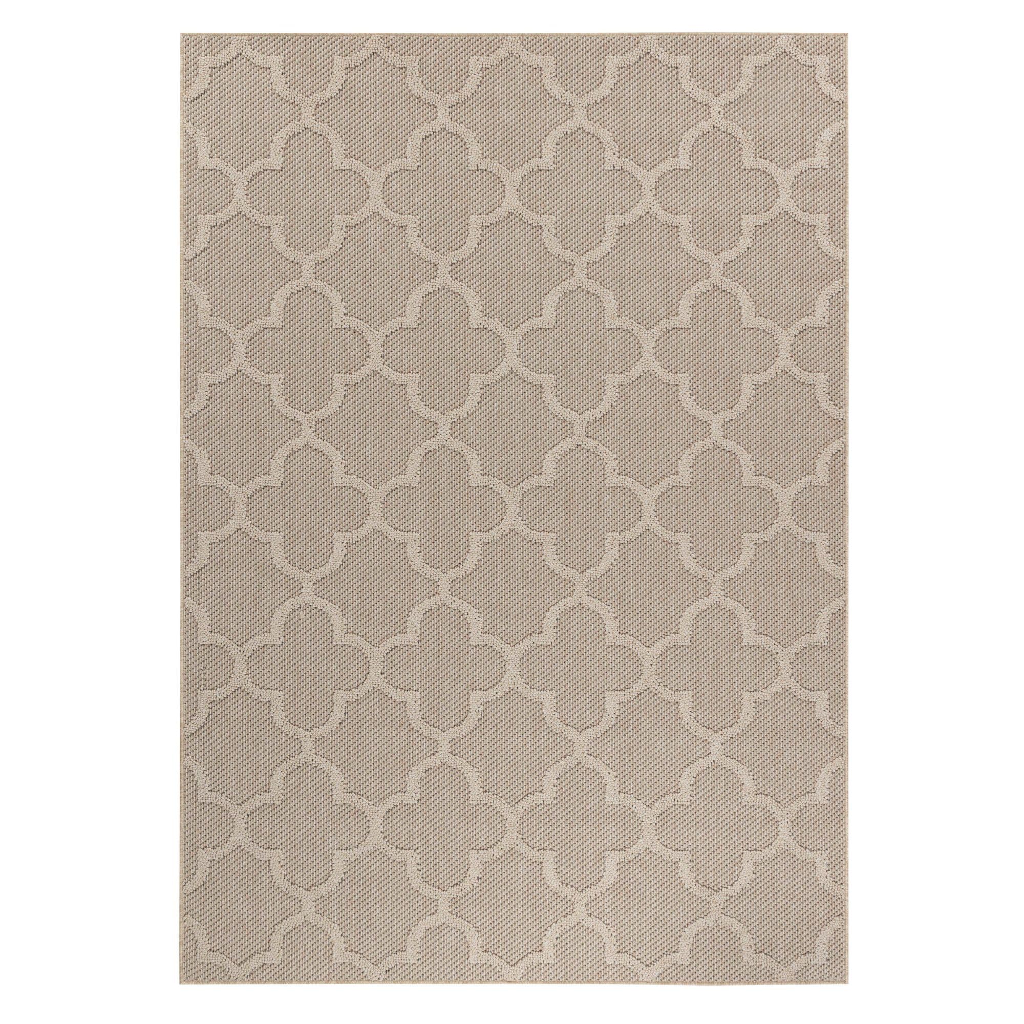 Carpetsale24 Tappeto da esterni, colore beige, disegno scandinavo, 110712, tappeto rettangolare, Tappeti per terrazzo-balcone o cucina, 160 x 230 cm