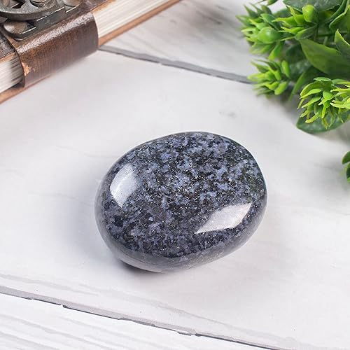 Miniatura 3 de Crocon Gabbro índigo de 1.969 in, piedra de palma grande de 900 quilates, piedras de preocupación de masaje de bolsillo para equilibrio natural de