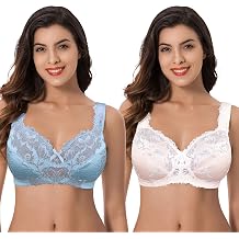 Curve Muse Plus Size Minimizer Unlined Wireless Lace Full Coverage Bras-2PK | Slims & smooths silhouette, Breathable everyday comfort, All-day comfortable fit, Soft, comfortable fabric feel