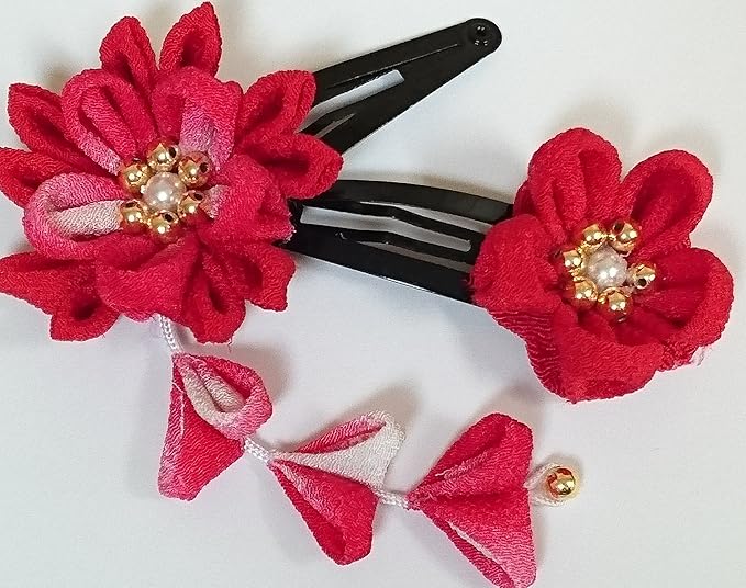 Amazon Co Jp 手芸キットつまみ細工髪飾り お花のヘアピン赤 ビューティー