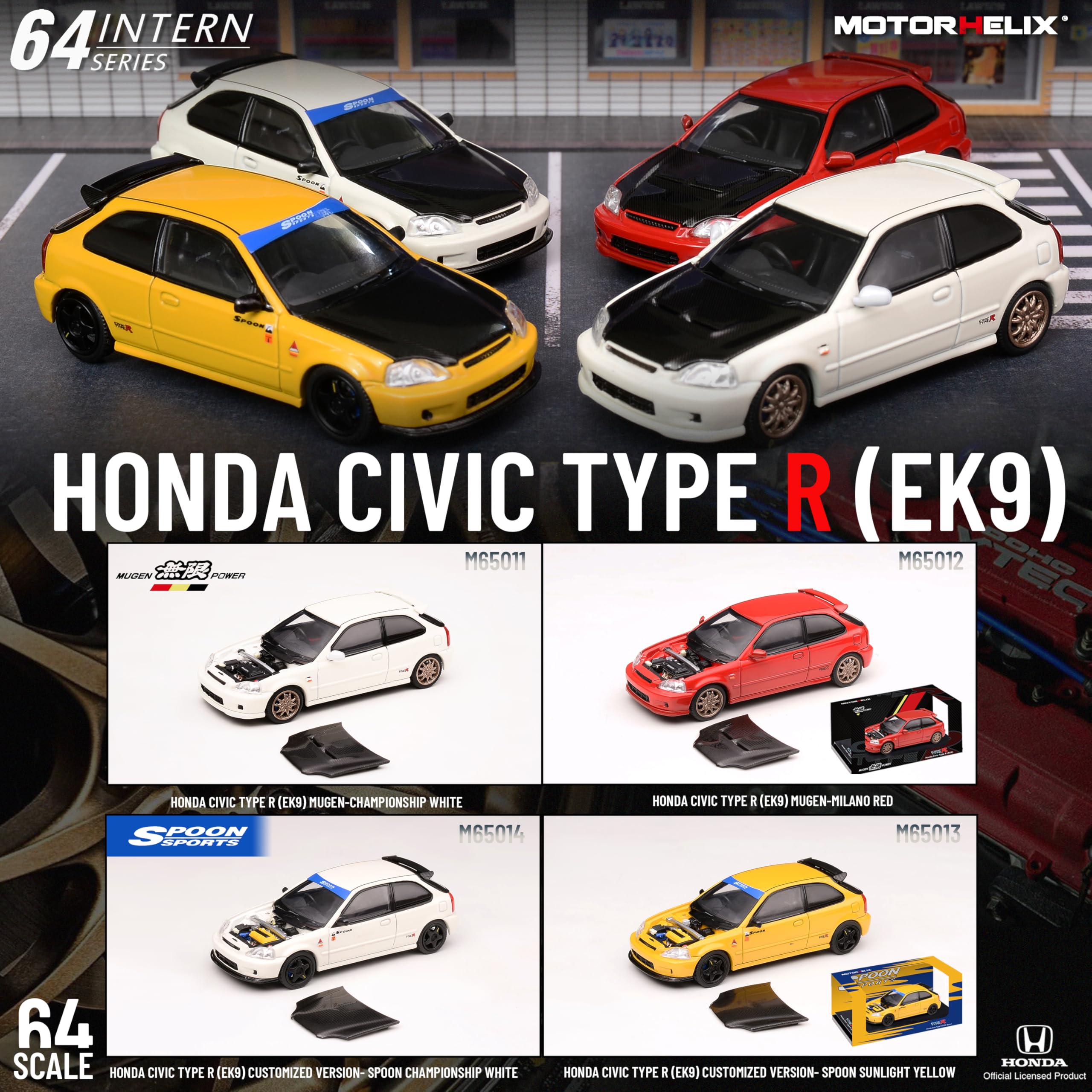 MOTORHELIX 1/64 Honda Civic Type R (EK9) Mugen - Milano Red