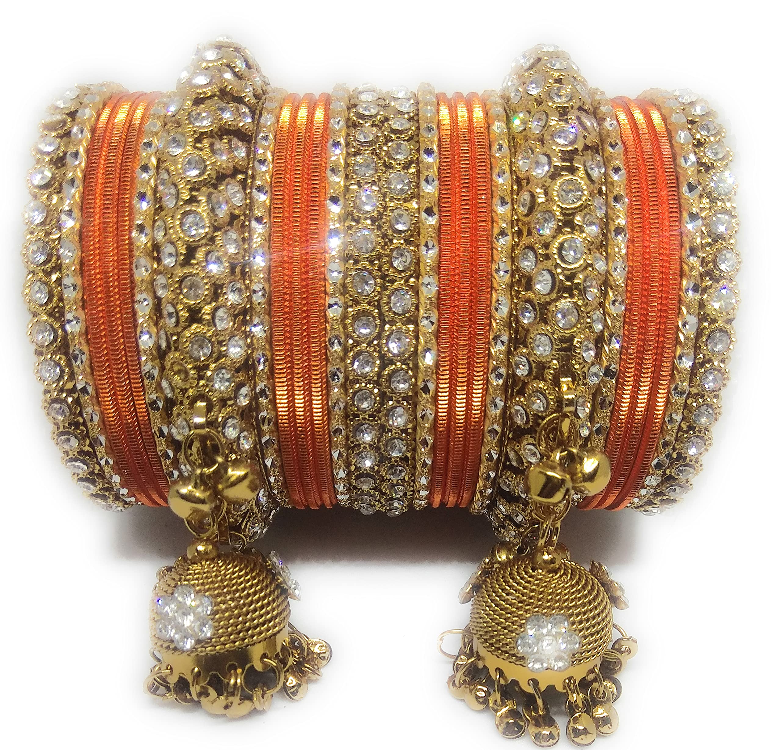 CELESTE GALLERY Womens Dulhan Bangles Set, Bridal Bangles Set, Golden Bangles Set, Punjabi Chuda Fashion Antique Stones Wedding Bridal Brass Bangles Set Size:-2.10 Color:-Orange (B0B2ZWBGWR) Amazon Price History, Amazon Price Tracker