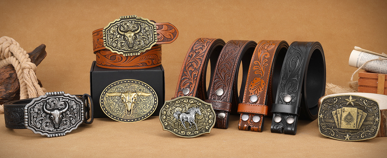 9711 Brown Leather Western Belt Cowgirl Cowboy Strap 1.5 Inches Country Womens Mens Unisex PRAYING COWBOY LEATHER Western Cowgirl  main image 2