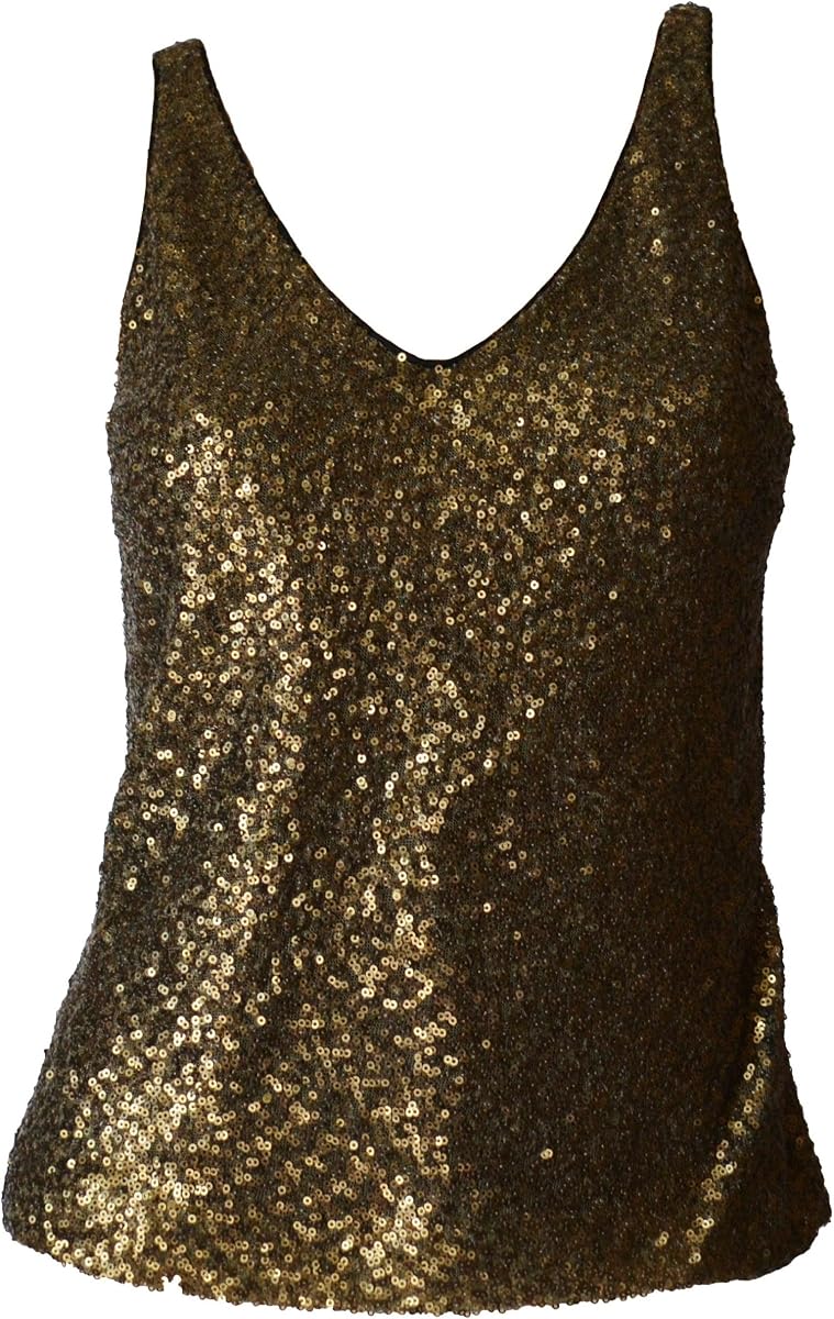 Ralph Lauren Women's Metallic Gold V-Neck Tank Top -6P