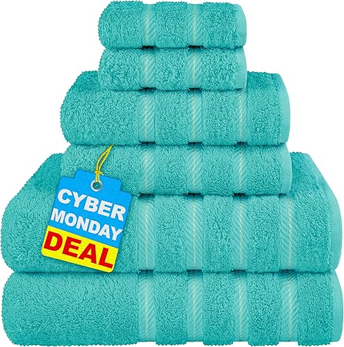 Miniatura 355 de American Soft Linen - Juego de 4 toallas de baño, 100% de algodón turco de 27 x 54 pulgadas, toallas de baño extragrandes, toallas para ducha