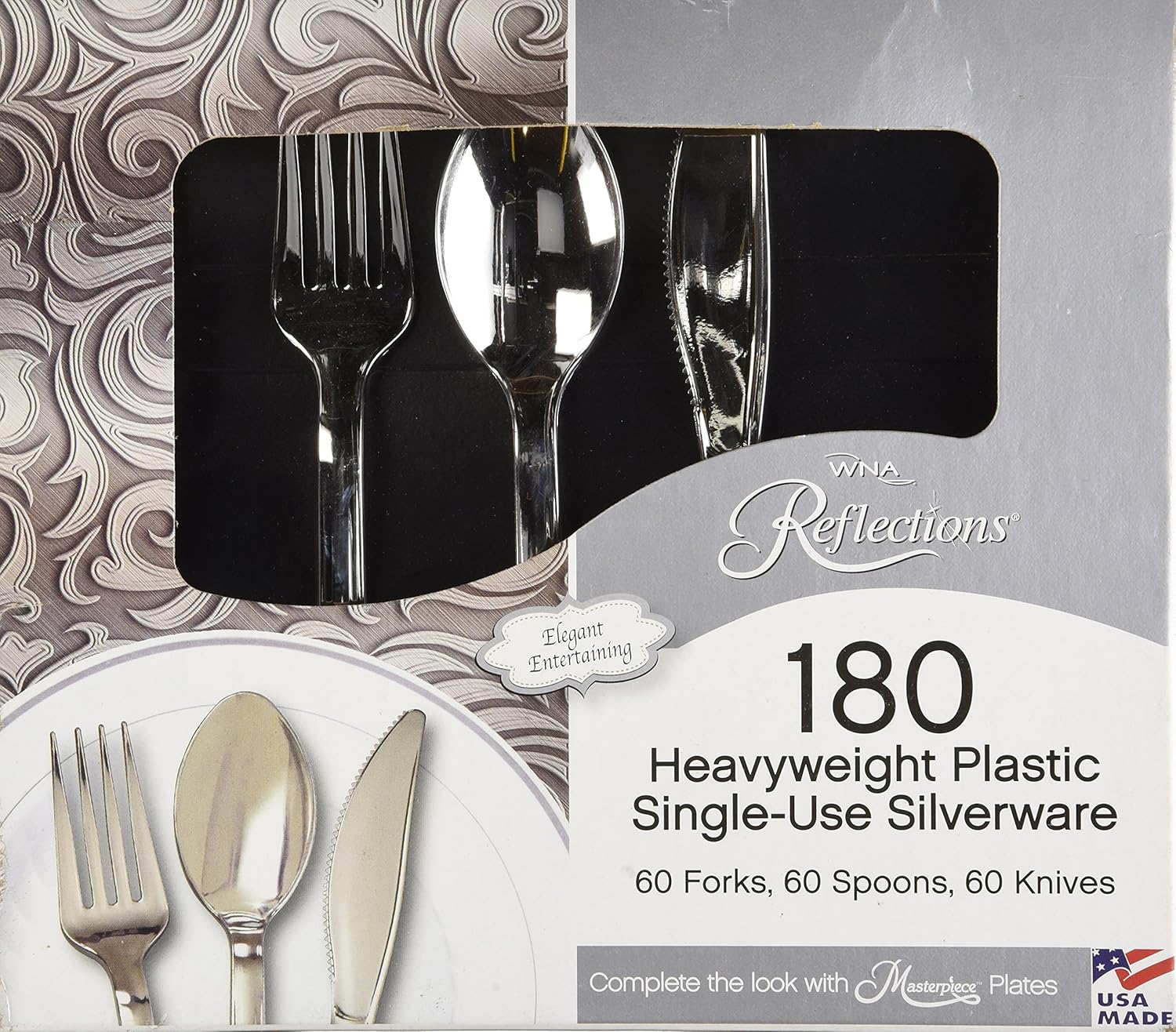 Reflections Heavyweight "Looks Like Silver" Disposable Flatware (180 pcs) Health