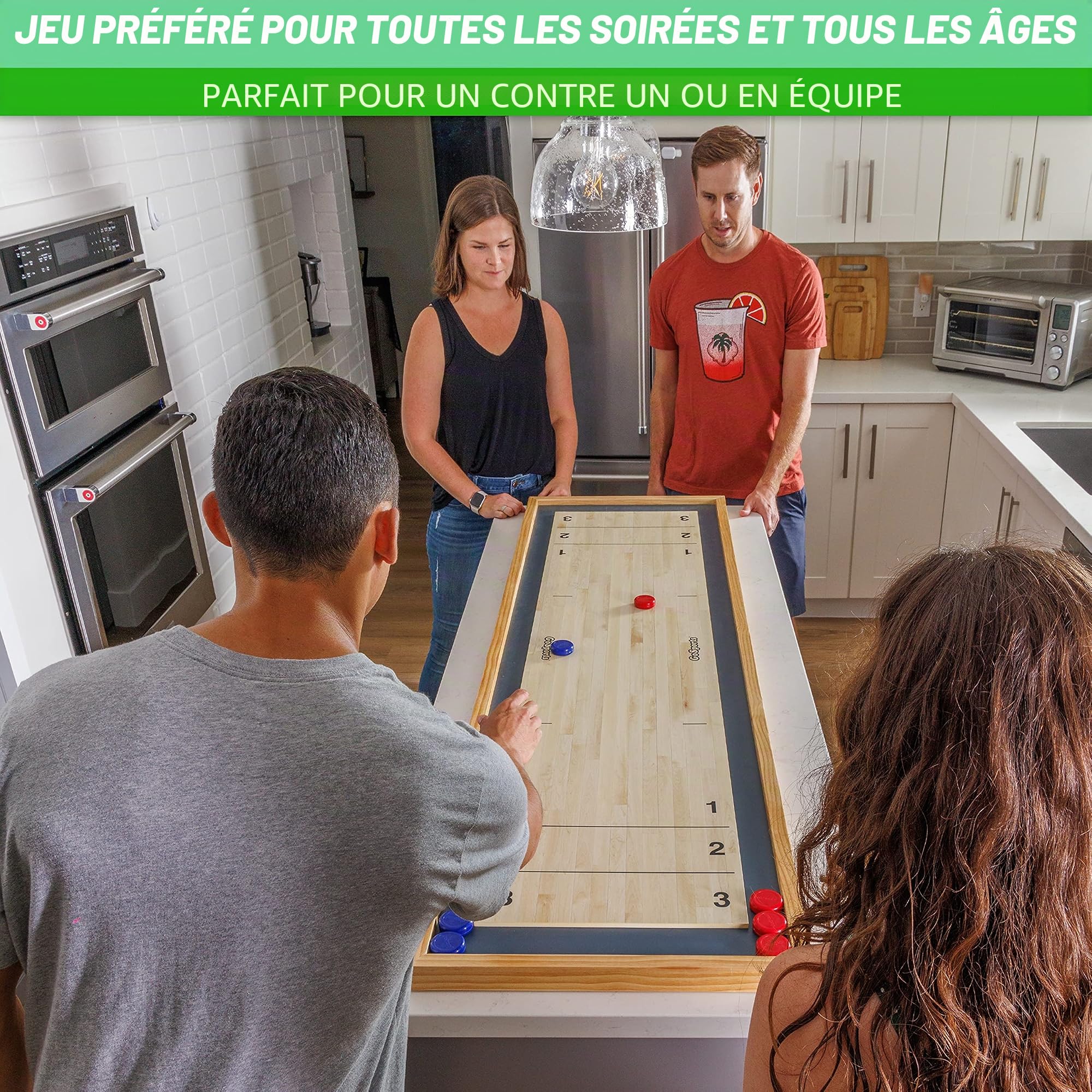 GoSports 6 Foot Shuffleboard and Curling 2-in-1 Game