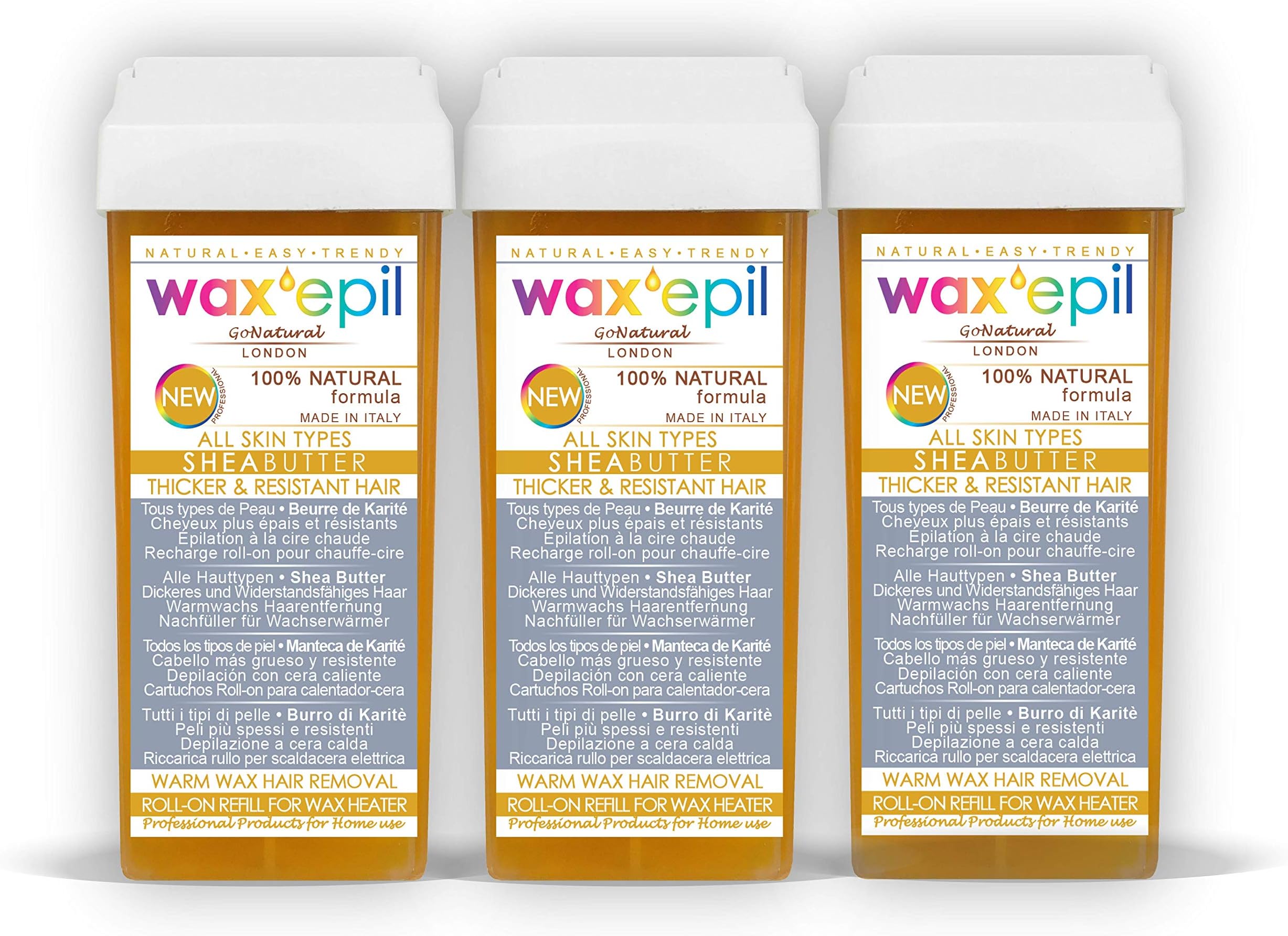 New! WAXEPIL”100% NATURAL” Wax Roll on Refill 3*SHEA BUTTER* THICKER DARKER RESISTANT HAIR Waxing Roller Cartridge Hair Removal – 3 Roll-on Cartridges