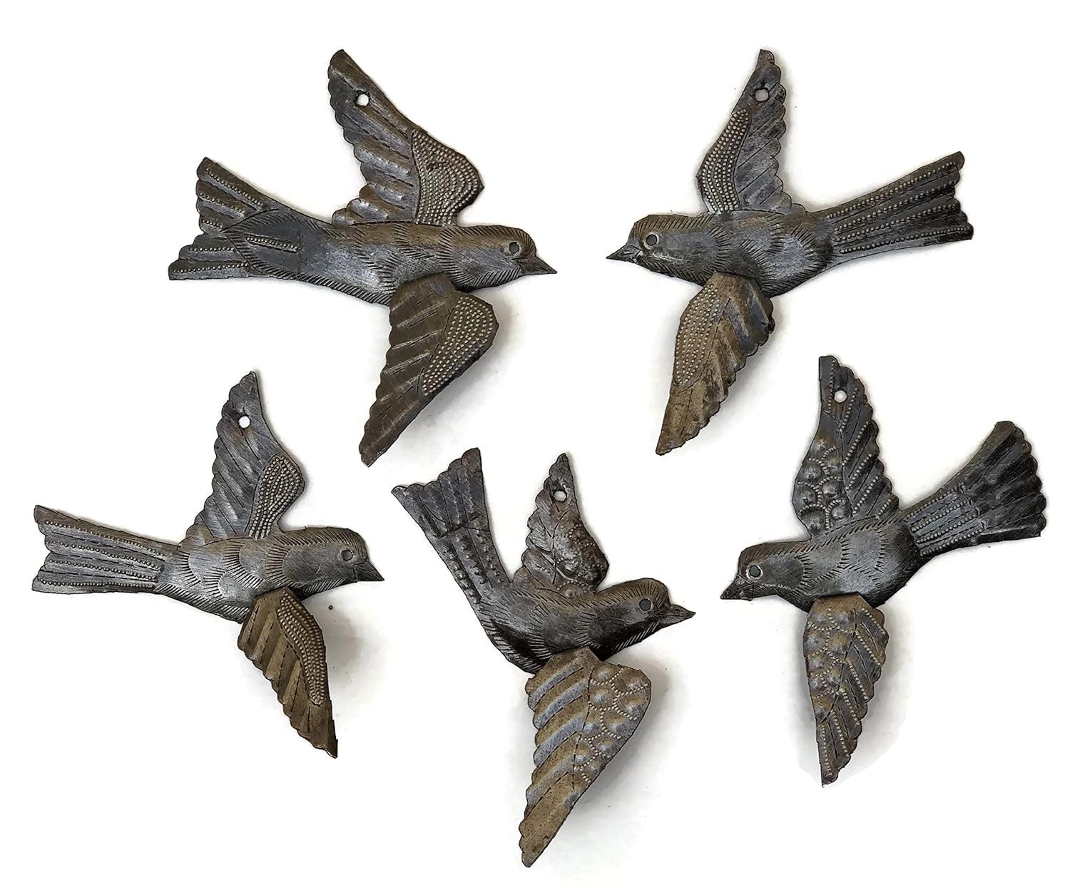 Haitian Birds Recycled Steel Drum Art 3d Wings (Set of 5), Haitian