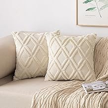 MIULEE Set of 2 Cushion Covers, Decorative Cushions, Wool Cushion Covers, Velvet Fur Cushions, Boho Decorative Cushions, Fluffy Sofa Cushions, Decorative Cushions for Sofa, Bedroom, Living Room, 40 x