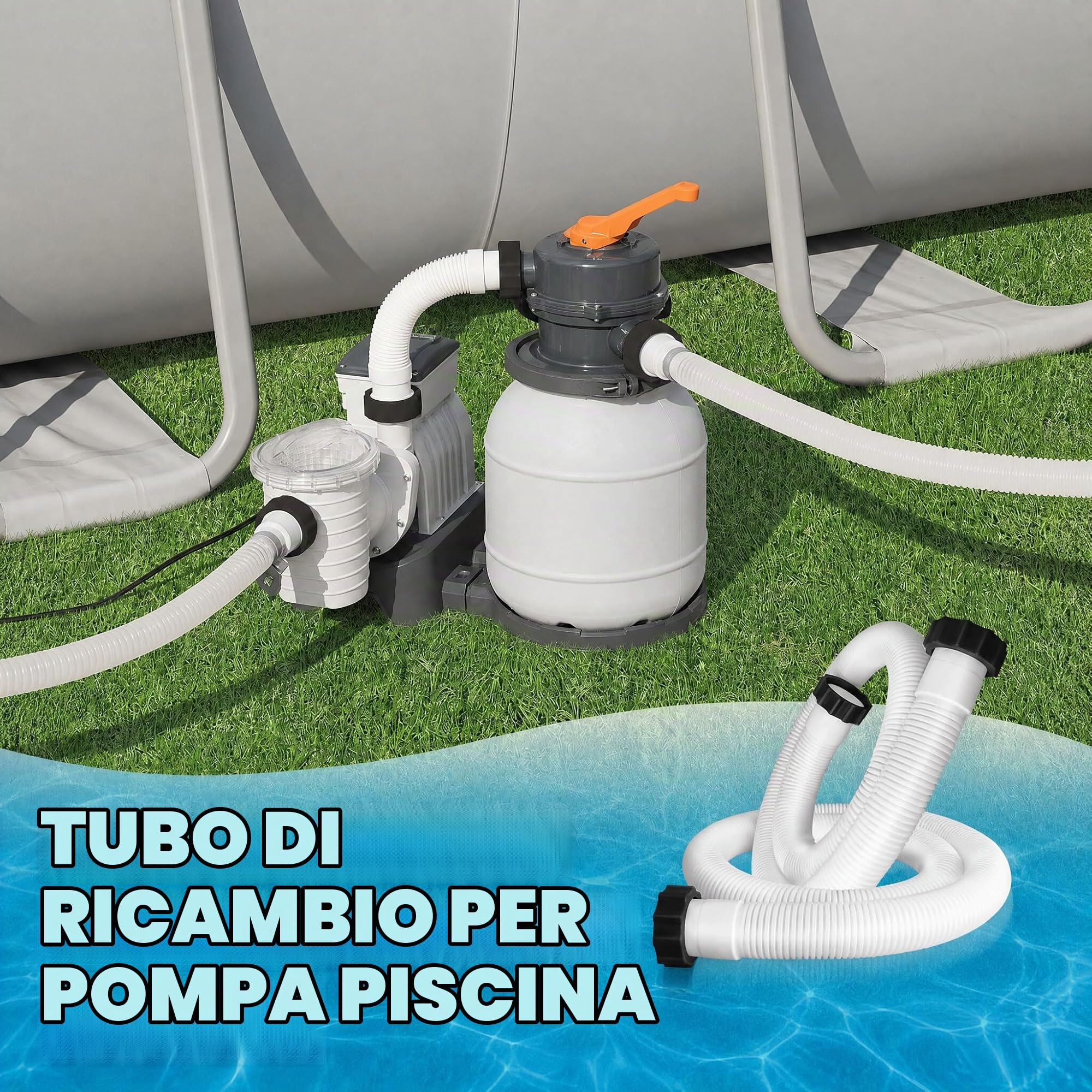 Tubo Flessibile per Piscina, Tubo di Ricambio per Pompa per Piscina in PE da 1,5 Pollici di Diametro per Piscine Fuori Terra Bianco (1,5 m)